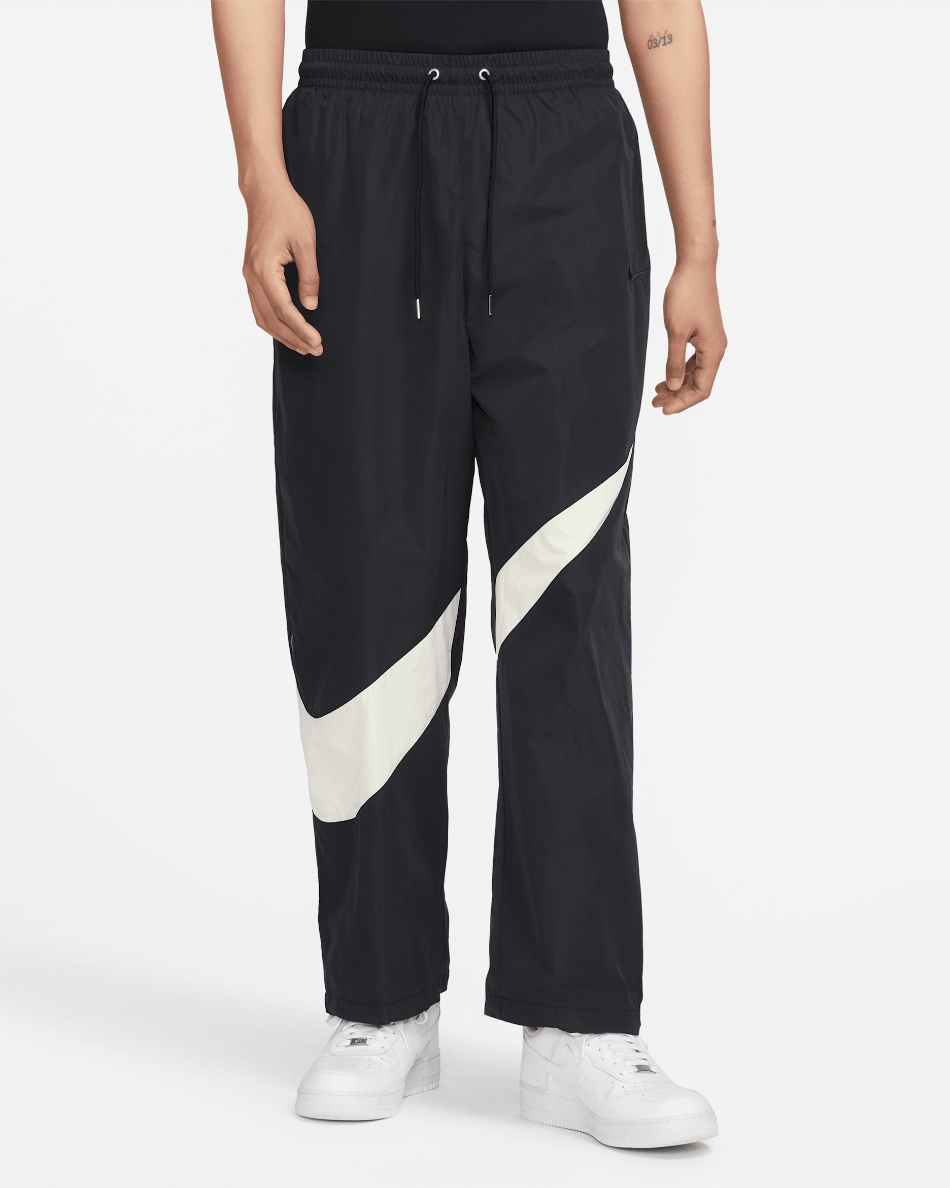 Nike Swoosh Men's Woven Pants - Black/Coconut Milk/Black