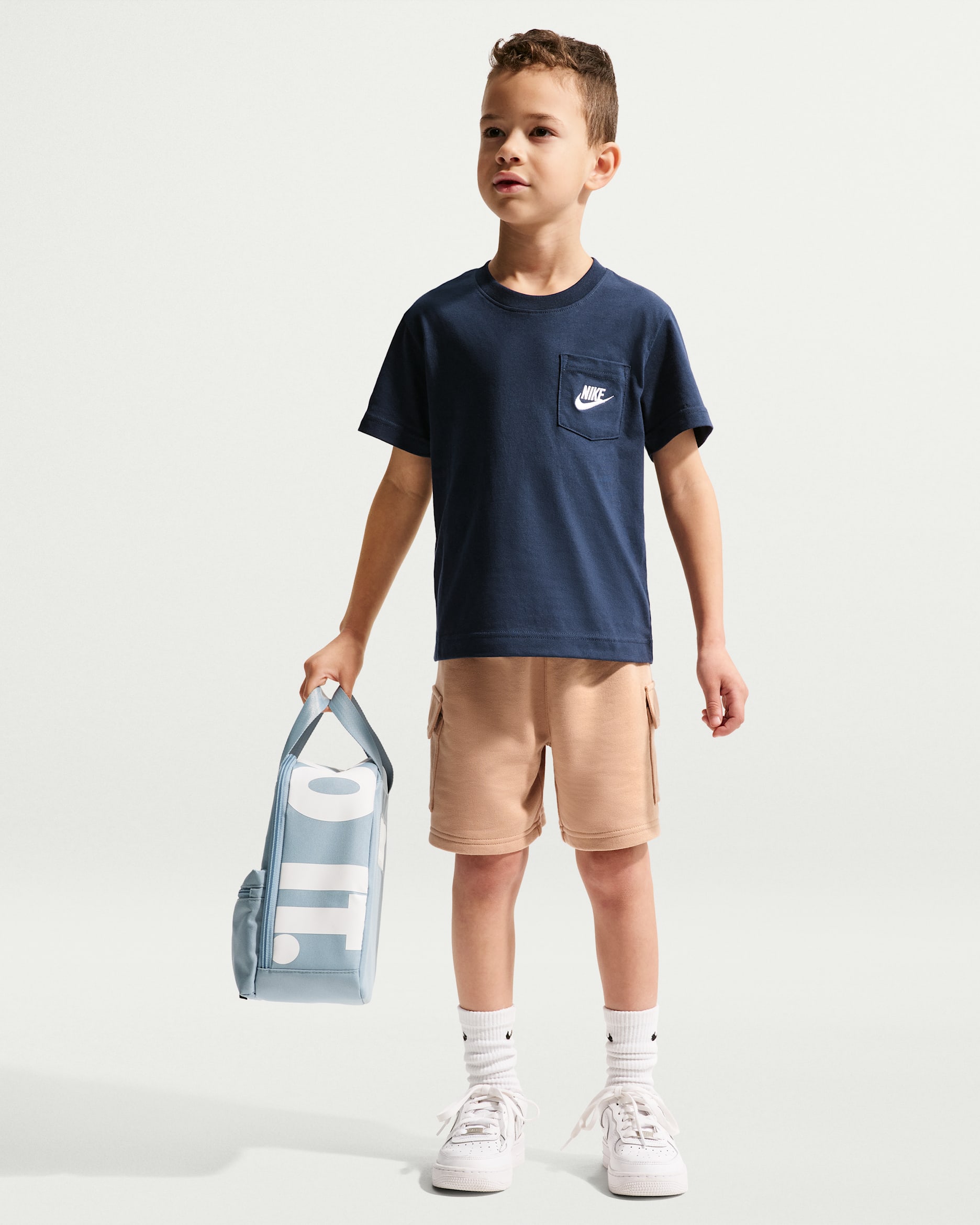 Souprava trička s kapsou a kraťasů z francouzského froté Nike Sportswear pro malé děti - Hemp