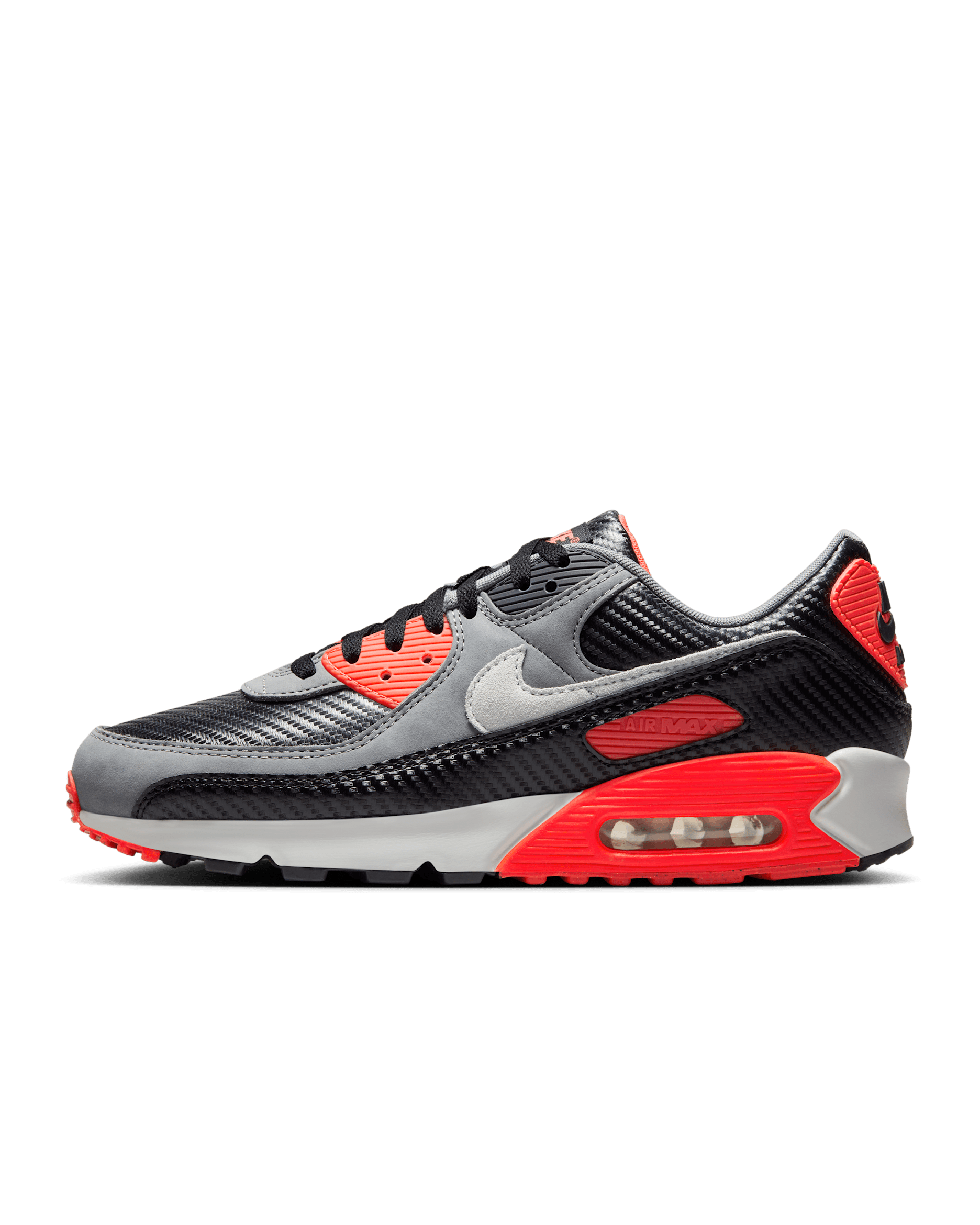 Nike Air Max 90 Premium Men's Shoes - Black/Cool Grey/Bright Crimson/Photon Dust