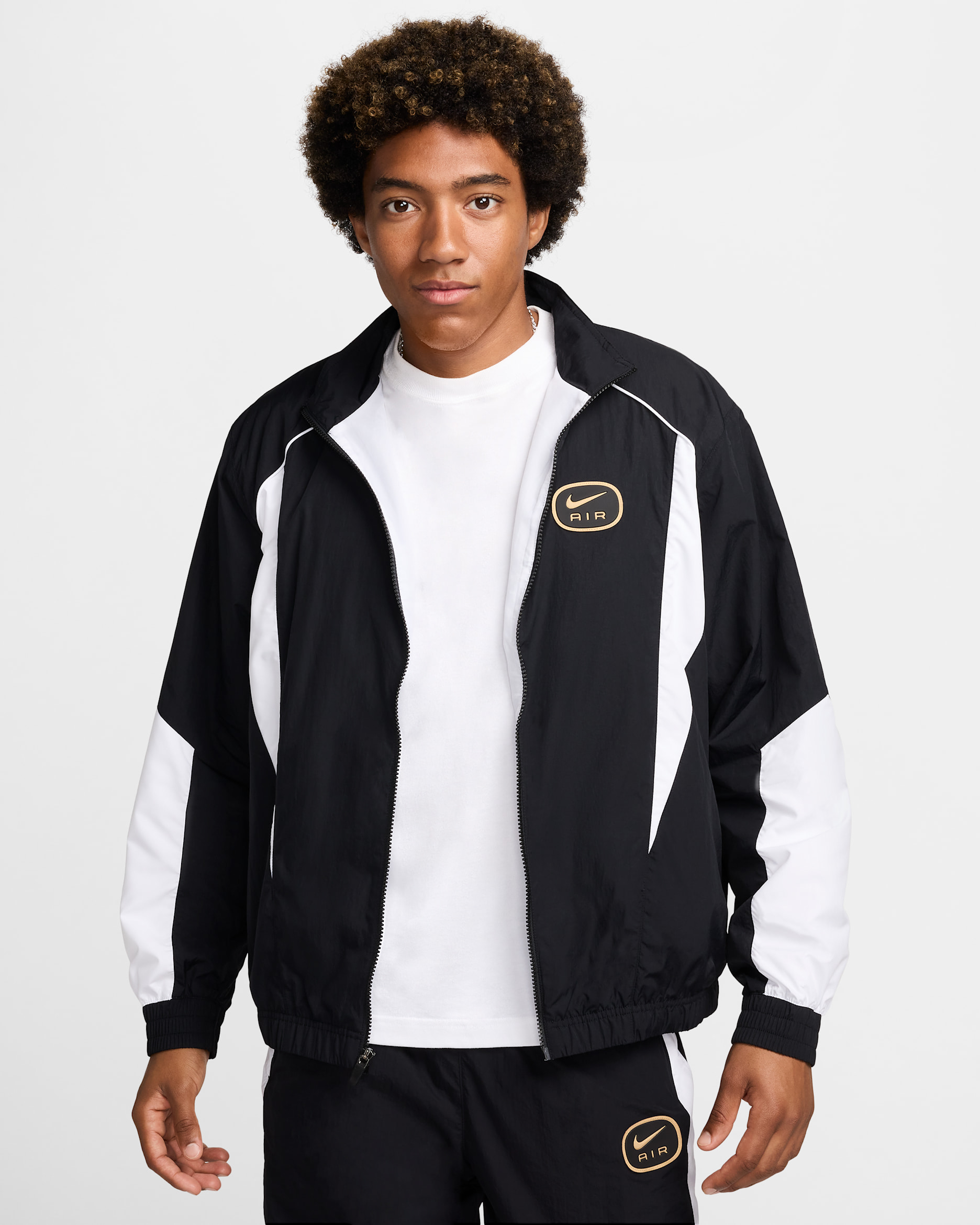 Nike Air Men's Woven Tracksuit Top - Black/White/Metallic Gold