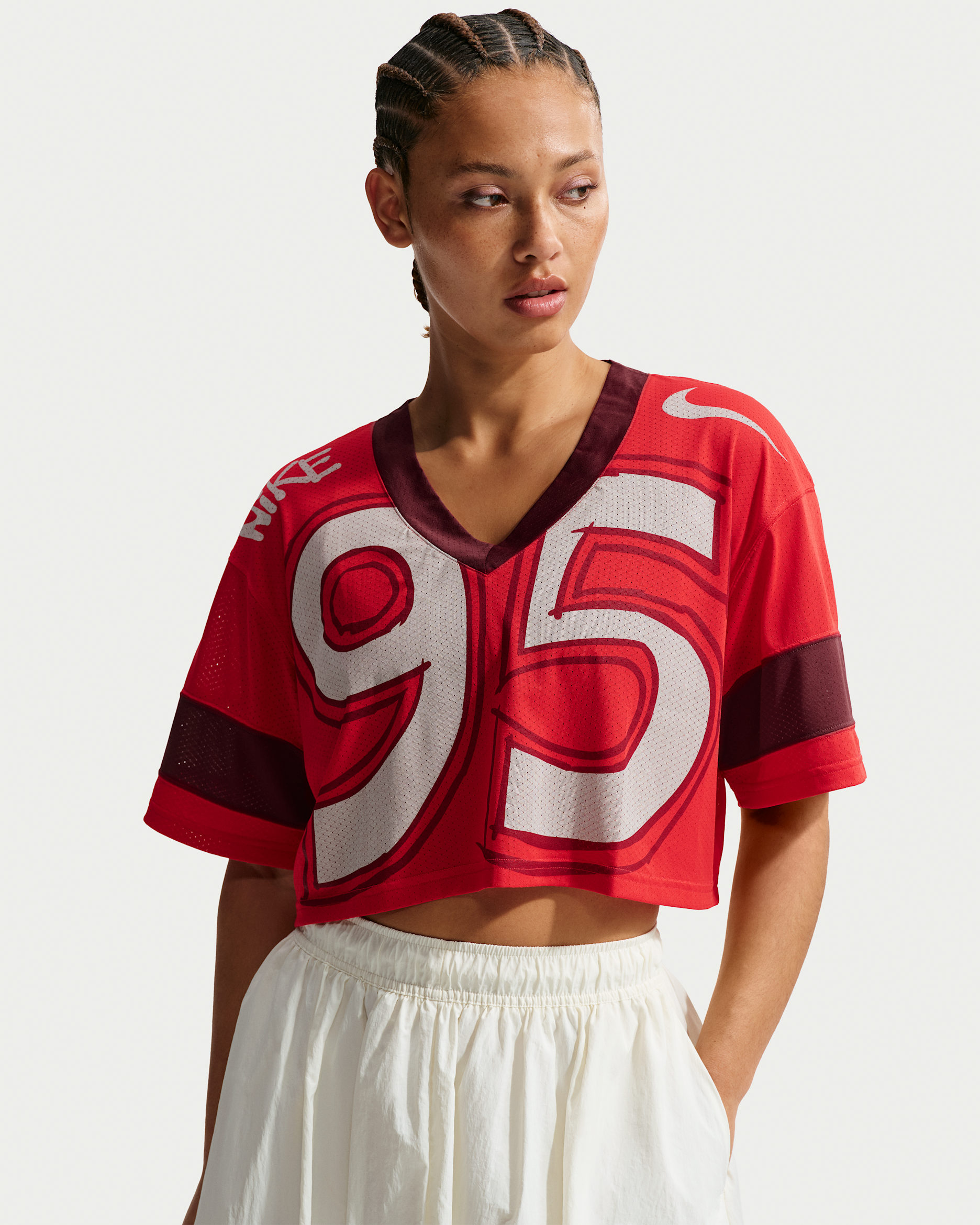 Nike Sportswear Women's Oversized Cropped Jersey - University Red/Team Red/Chalk