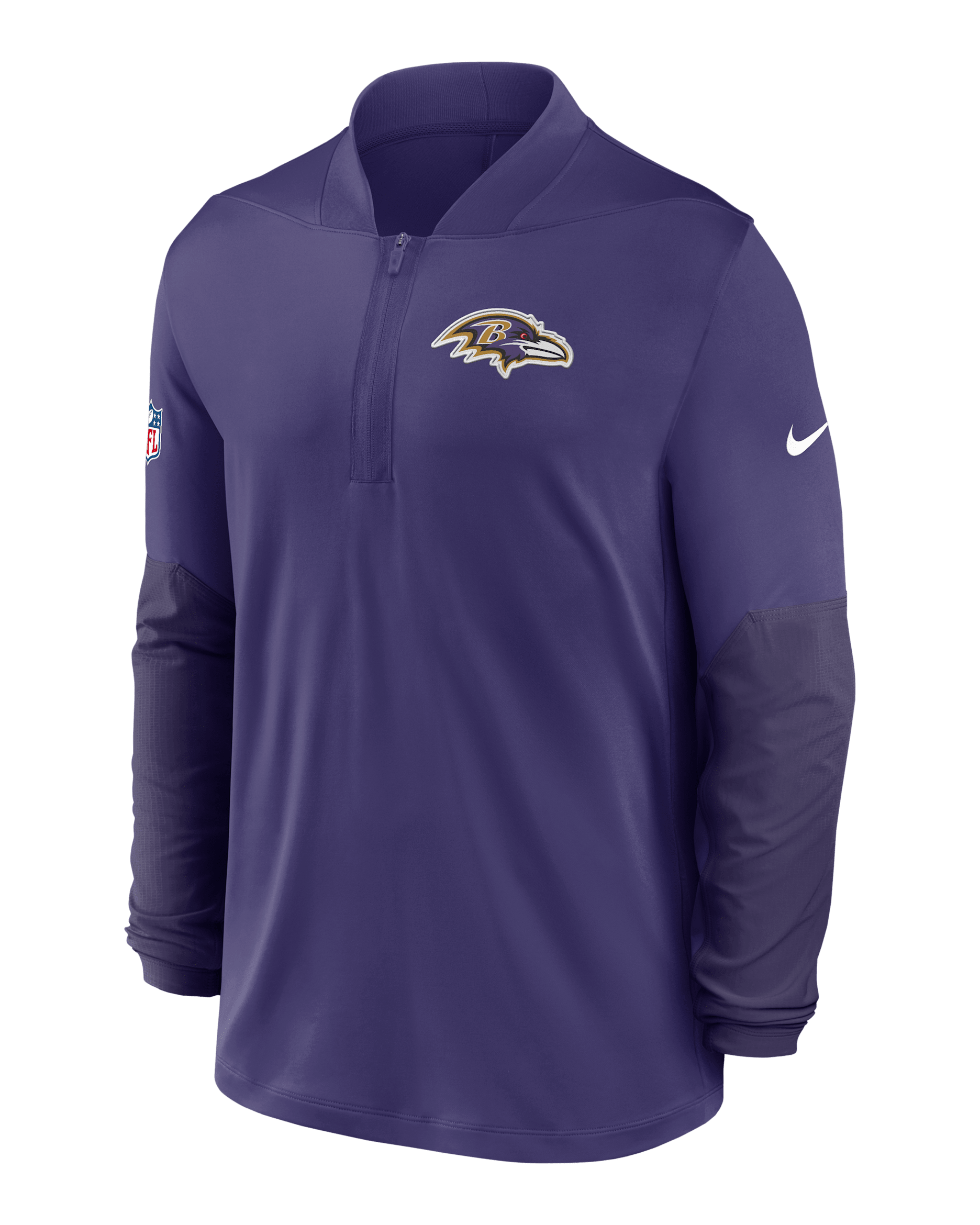 Baltimore Ravens Feel The Pressure Men's Nike Dri-FIT NFL 1/2-Zip Top - Purple