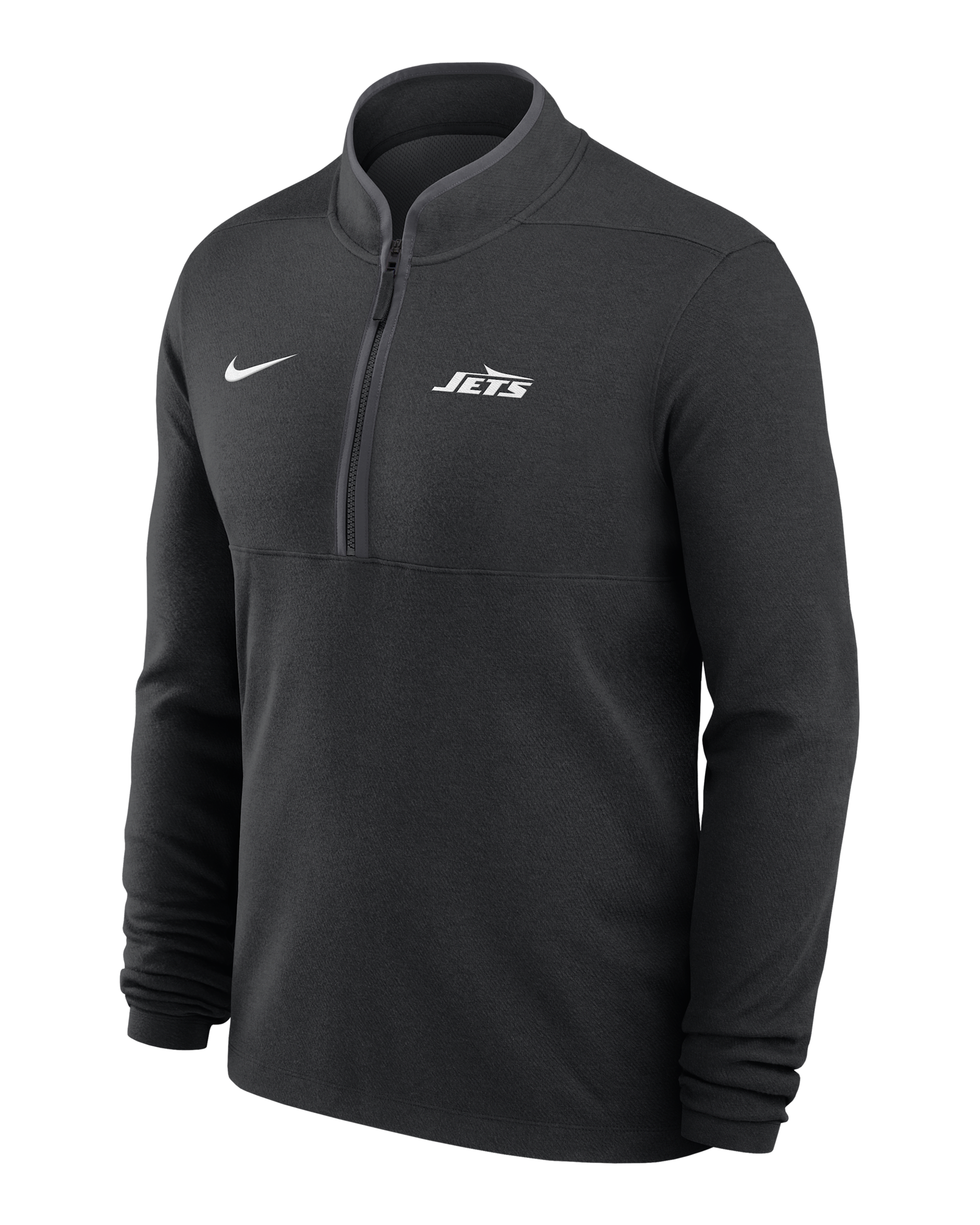 New York Jets Logo Victory Men's Nike Dri-FIT NFL 1/2-Zip Long-Sleeve Top - Black