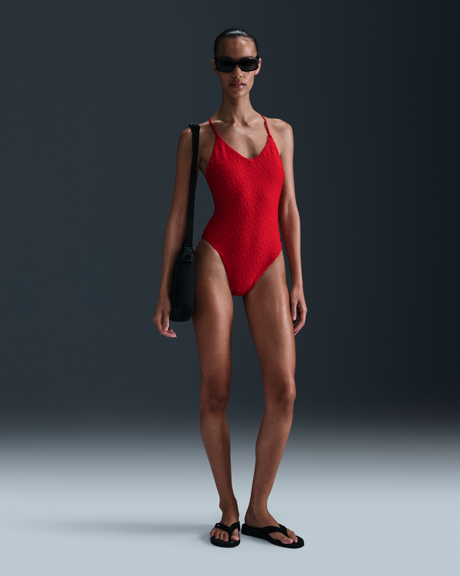 Nike Swim Swoosh Link Women's Terry Y-Back One-Piece - University Red