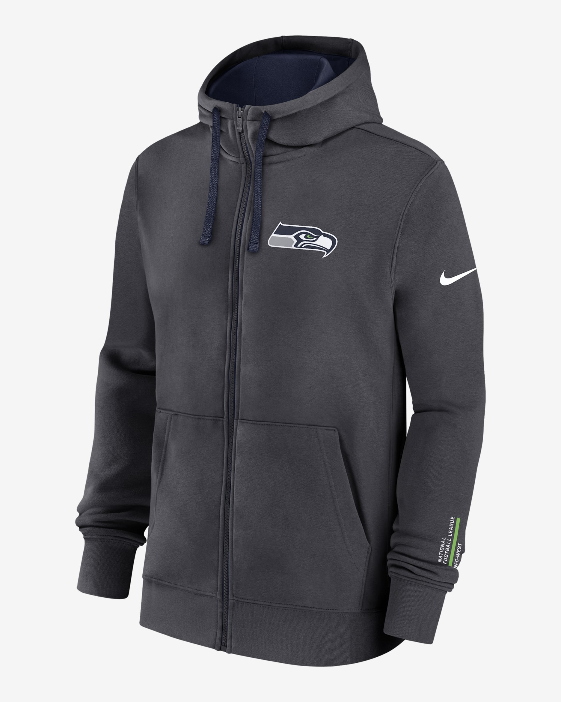 Seattle Seahawks Playbook Page Club Men's Nike NFL Full-Zip Hoodie - Anthracite