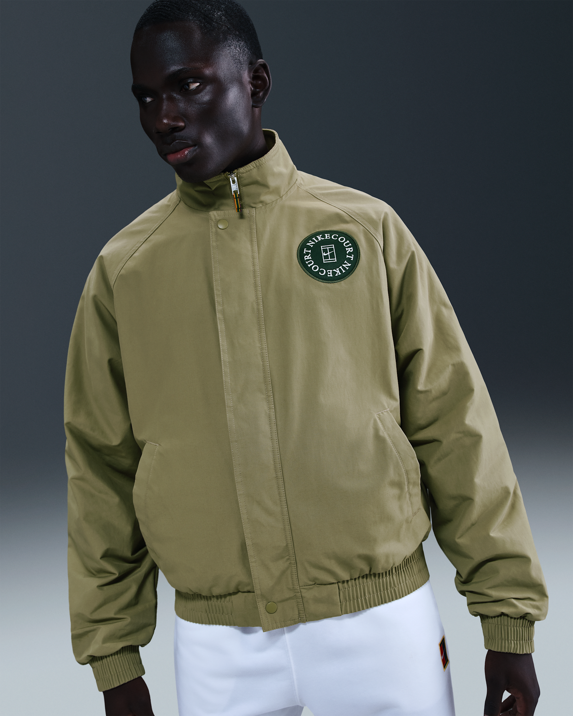 NikeCourt Heritage Men's Tennis Jacket - Neutral Olive/Fir