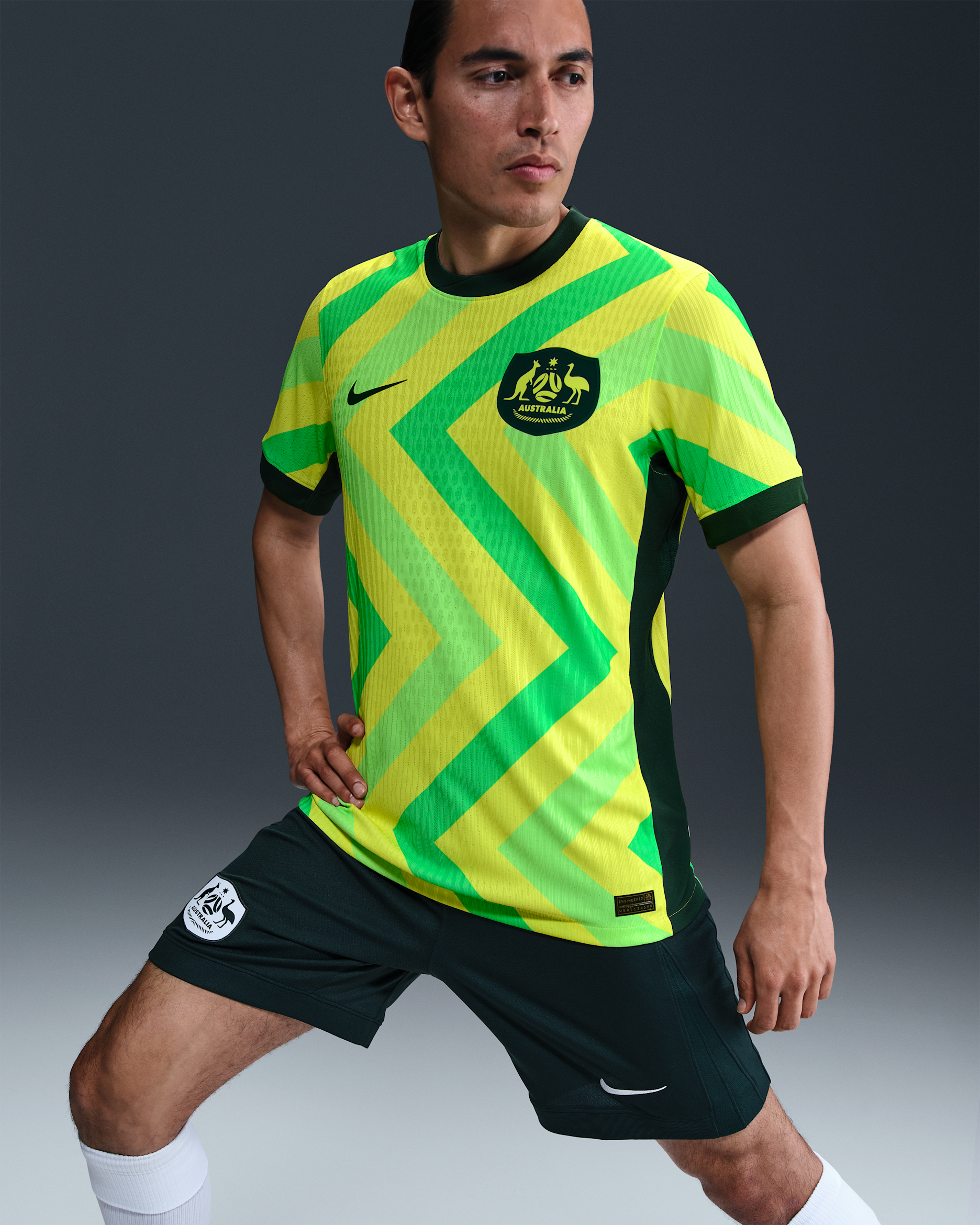 Australia 2025/26 Match Home Men's Nike Dri-FIT ADV Football Authentic Shirt - Light Voltage Yellow II/Pro Green/Pro Green/Pro Green