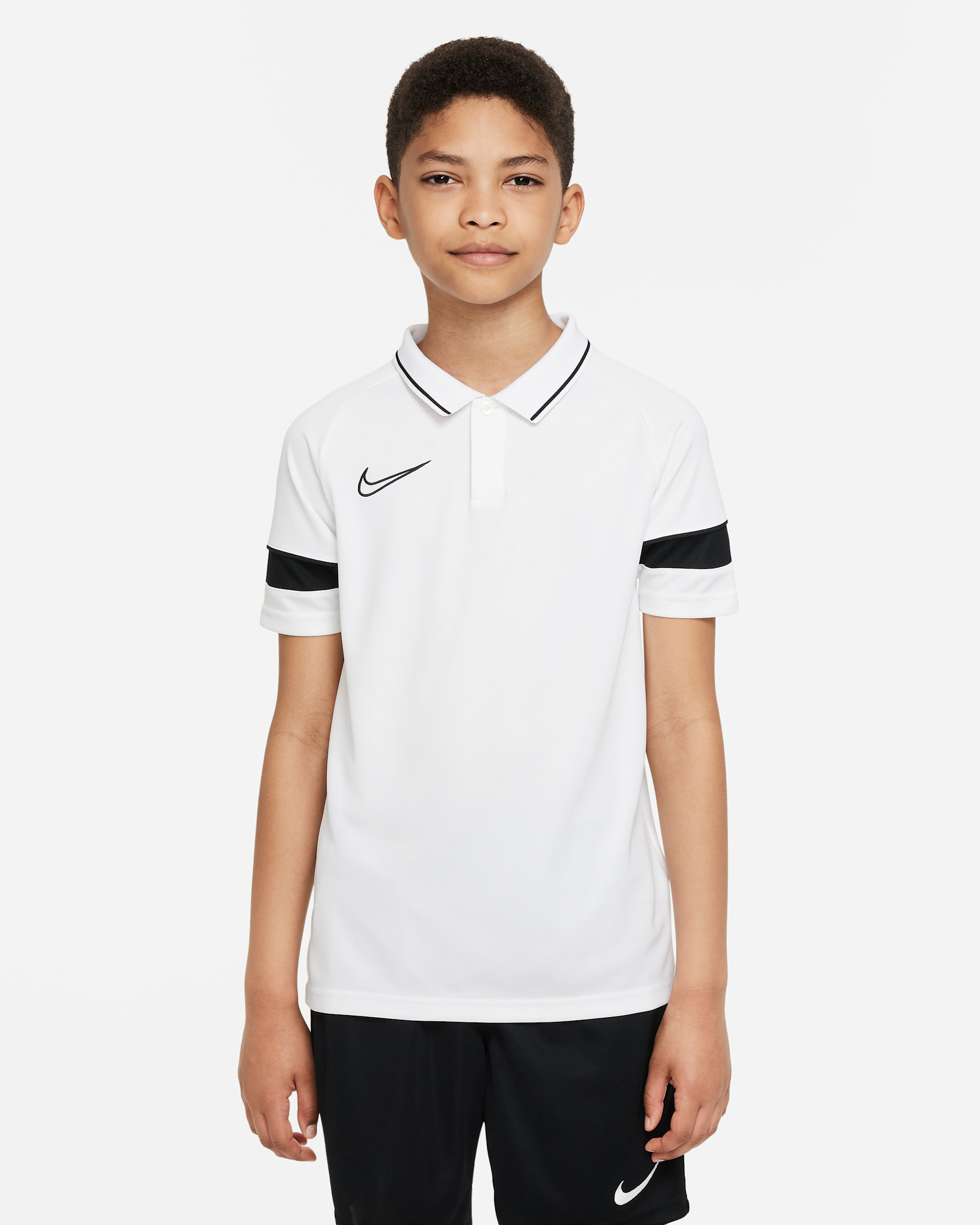 Nike Dri-FIT Academy Older Kids' Football Polo - White/Black/Black/Black