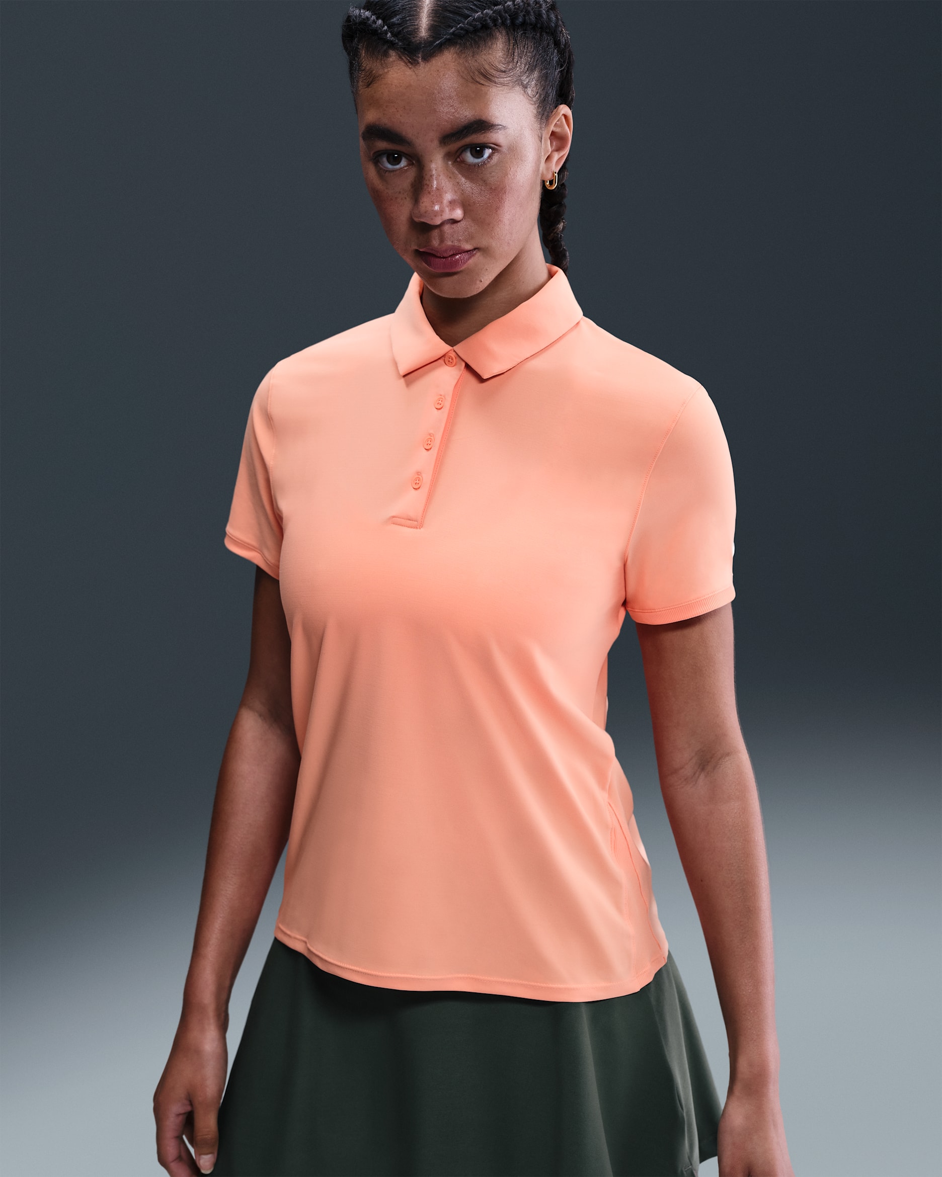 Polo de golf de manga corta Dri-FIT para mujer Nike Victory - Ágata melocotón/Blanco