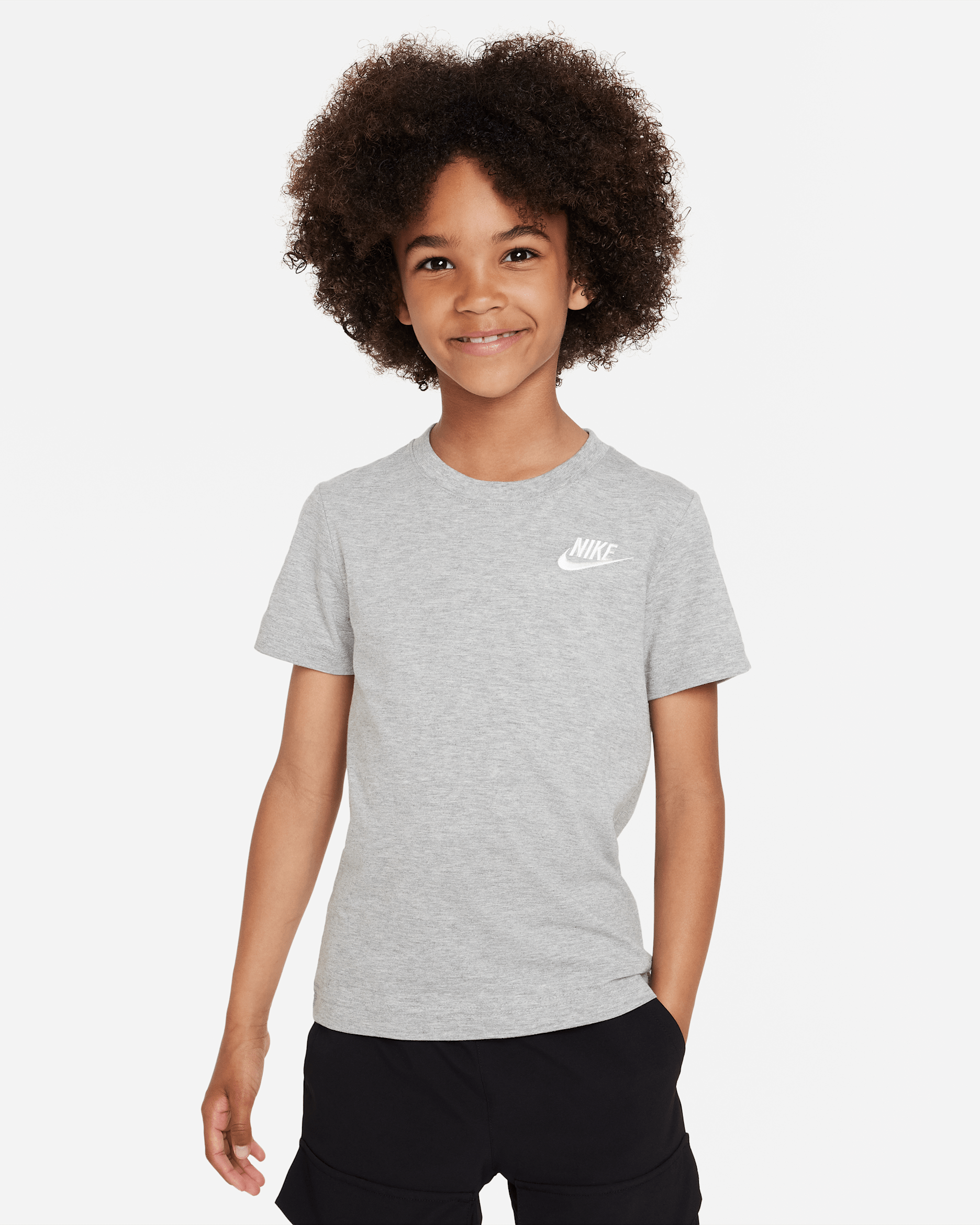Playera para niños talla pequeña Nike Sportswear - Gris oscuro jaspeado