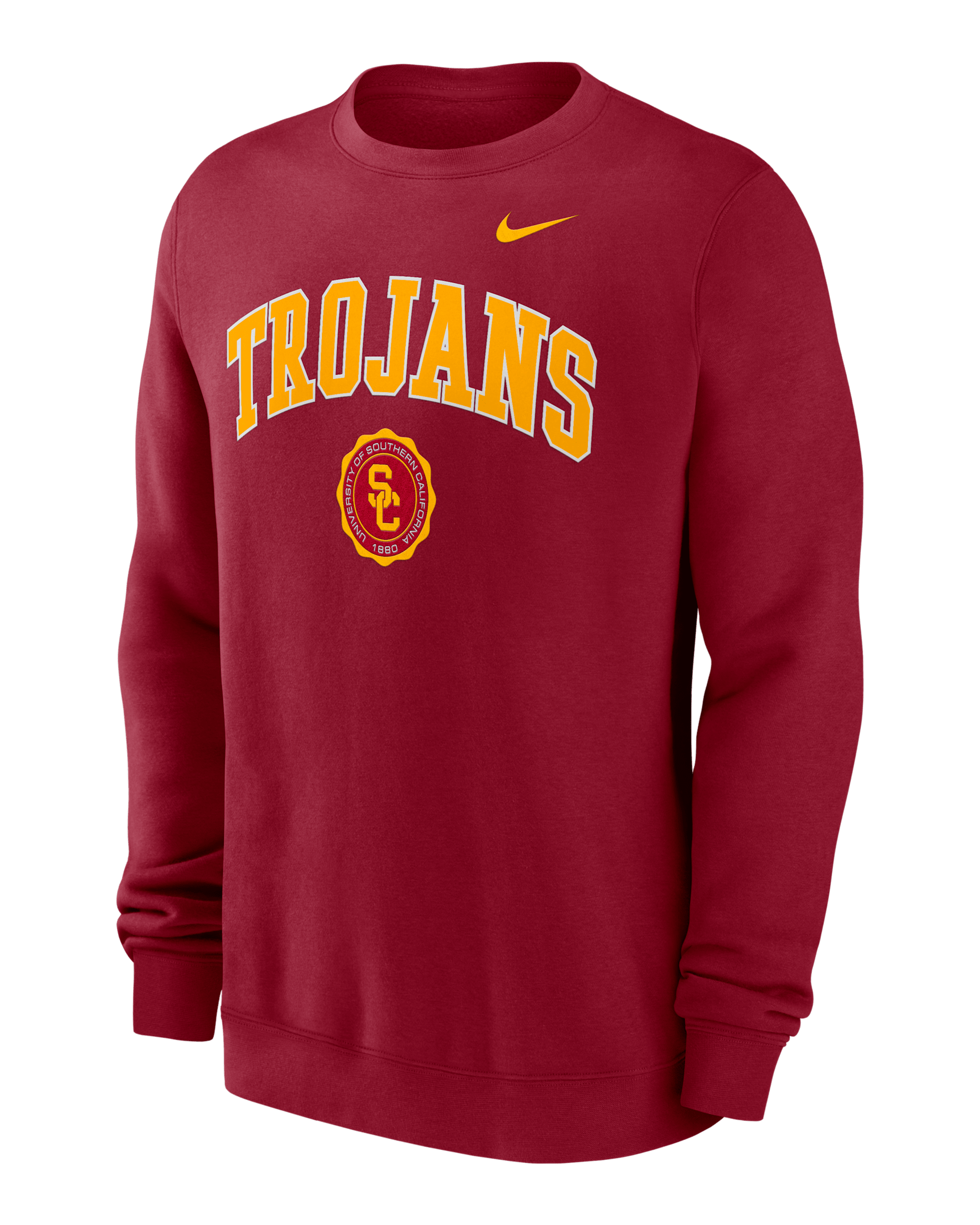 USC Trojans Arched Seal Men's Nike College Pullover Crew - Team Crimson