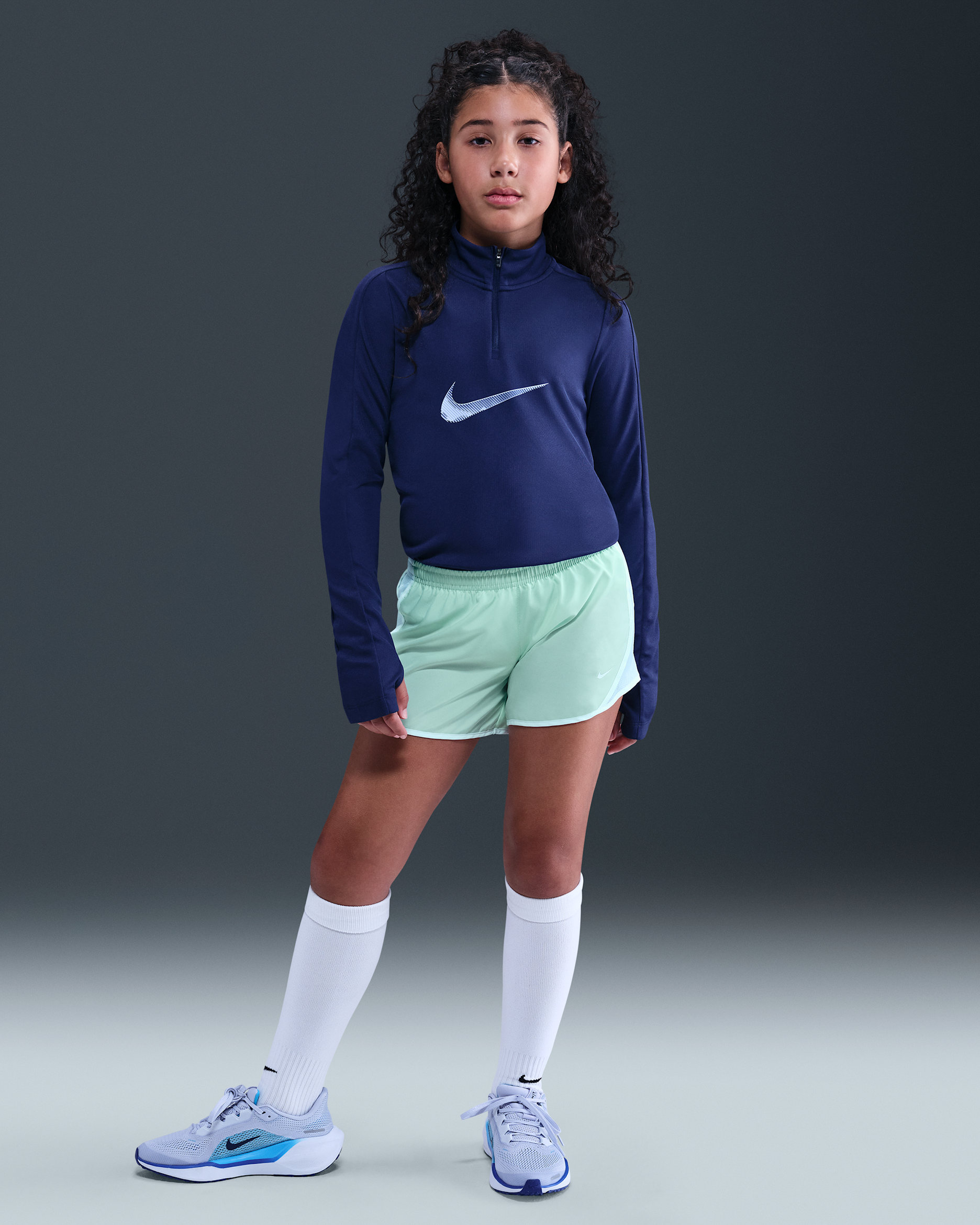 Nike Tempo Big Kids' (Girls') Dri-FIT Running Shorts - Mint Foam/White/White/White