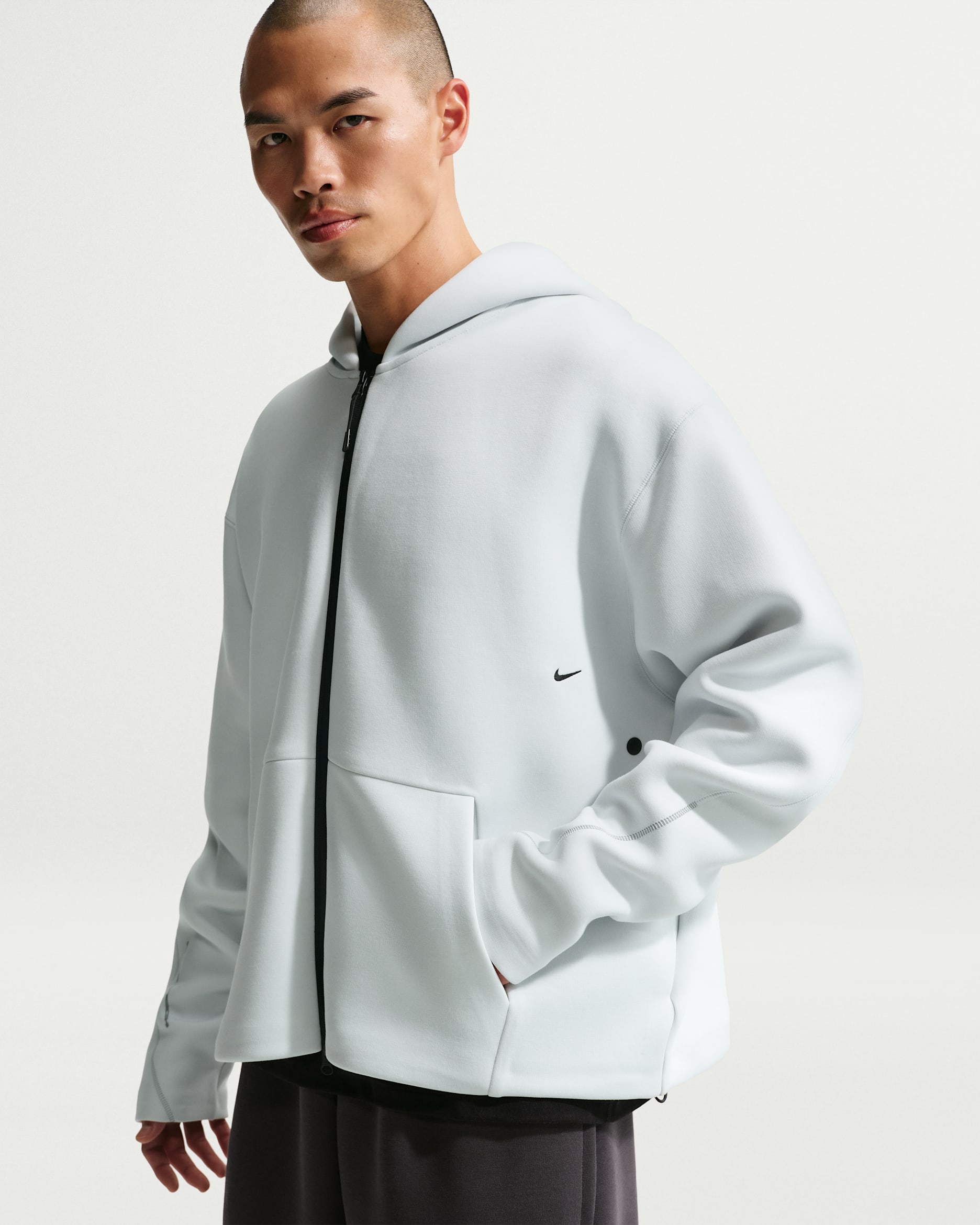 Nike Tech Men's Fleece Full-Zip Hoodie - Off White/Black