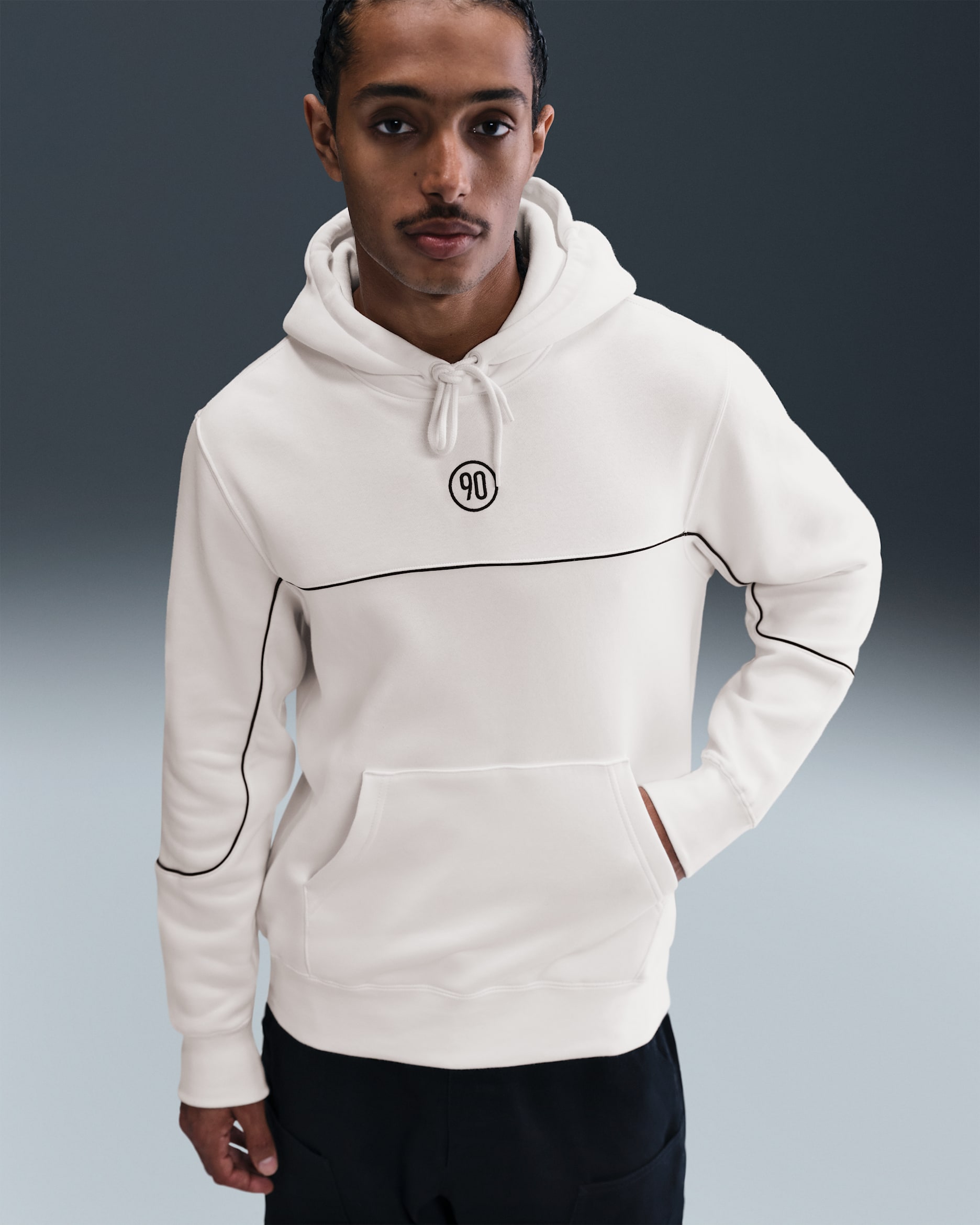Sudadera de fútbol con gorro sin cierre para hombre Nike Club Total 90 - Vela/Negro/Negro