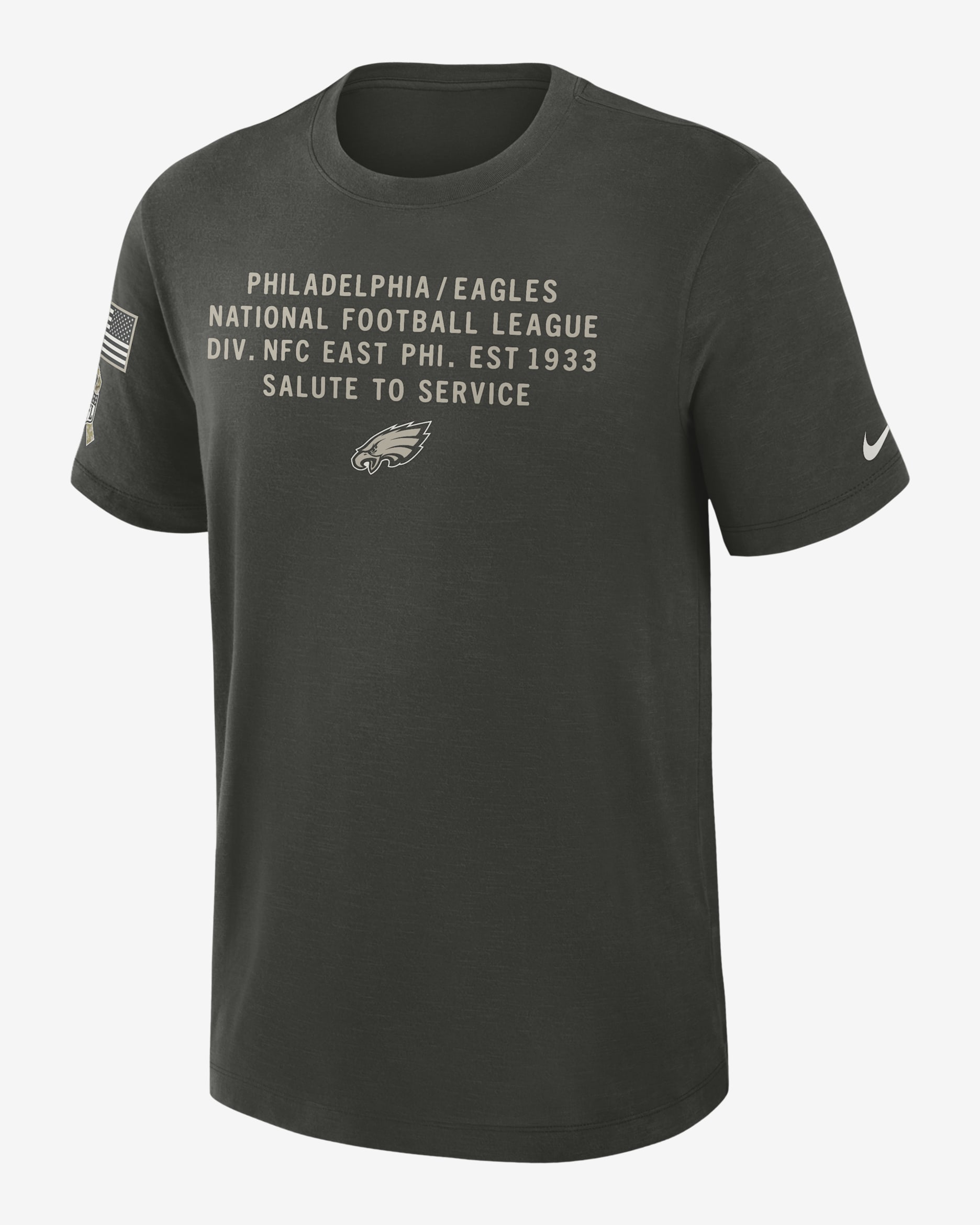 Philadelphia Eagles Salute to Service Slub Men's Nike Dri-FIT NFL T-Shirt - Forest Green