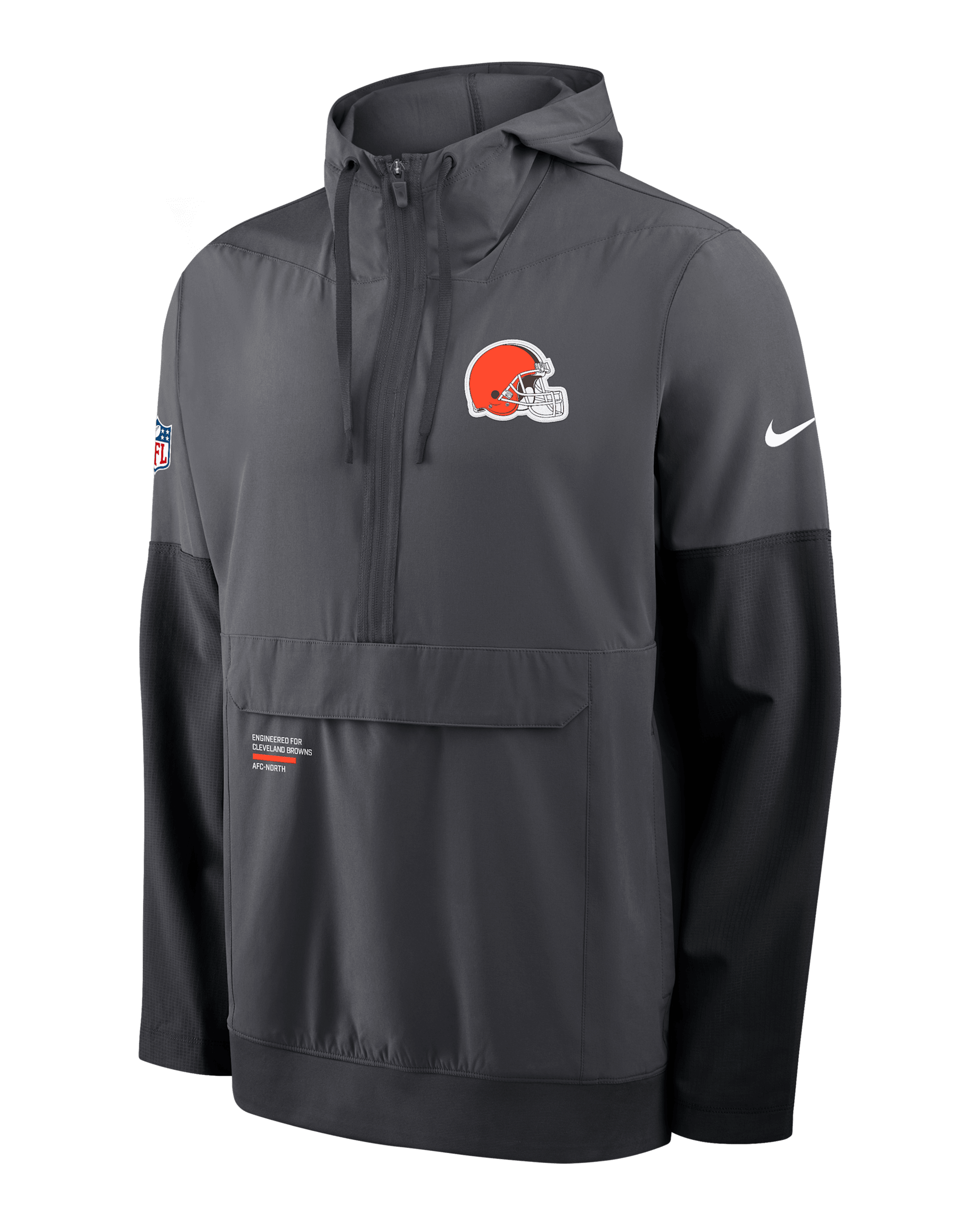 Chamarra Nike de la NFL de medio cierre con gorro para hombre Cleveland Browns Well Rounded Anorak - Antracita