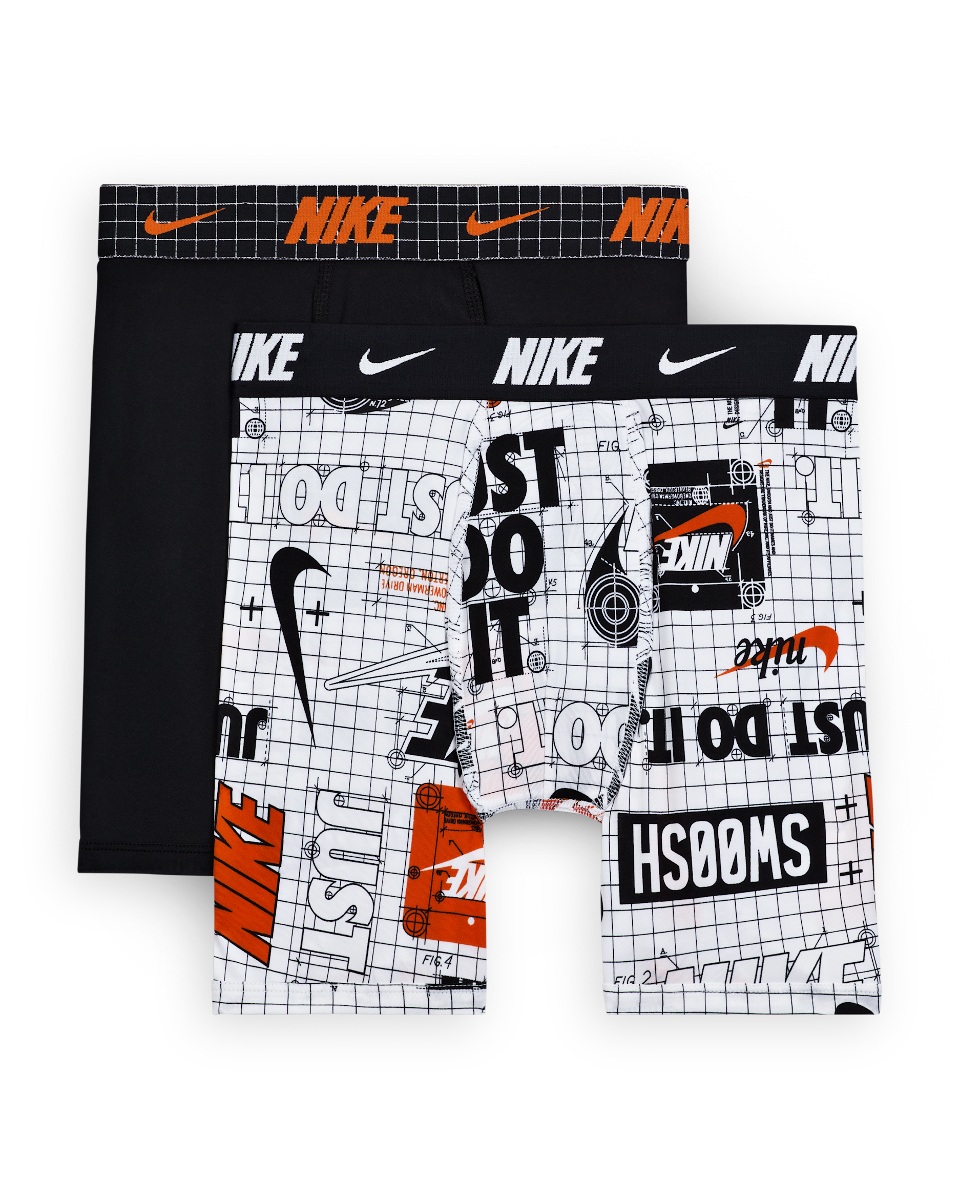 Ropa interior estampada larga para niños talla grande (paquete de 2) Nike Dri-FIT - Blanco