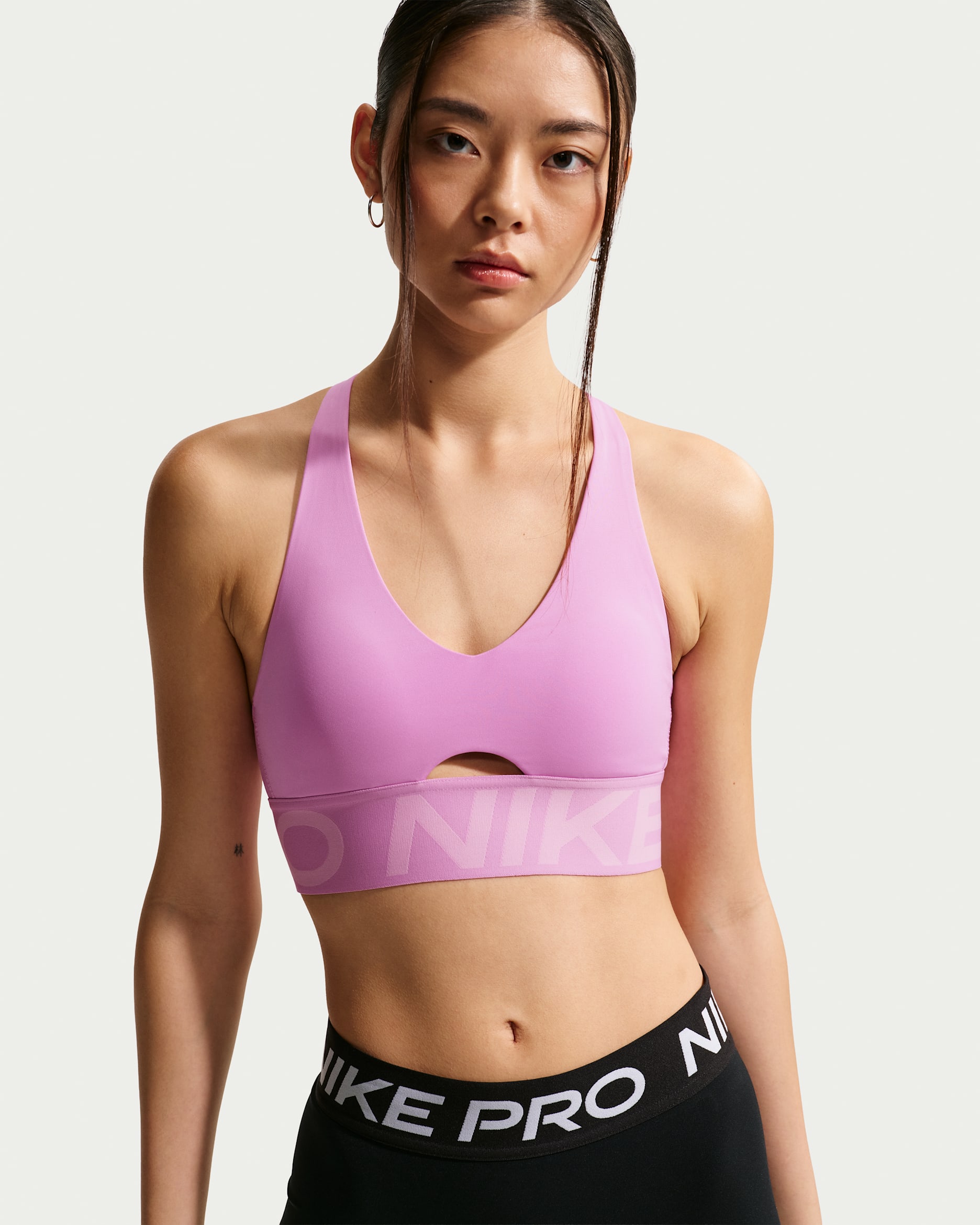 나이키 프로 스컬프트 여성 미디엄 서포트 패드 스포츠 브라 - 라이트 마젠타/핑크 라이즈/화이트
