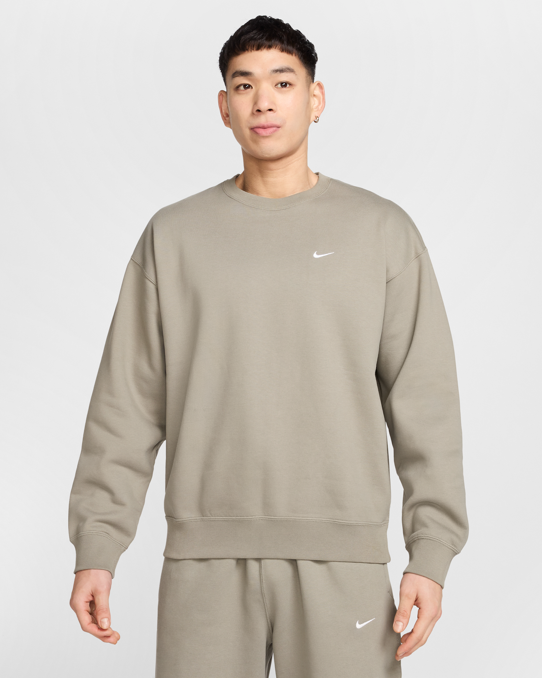 Nike Solo Swoosh Men's Fleece Crew - Light Army/White