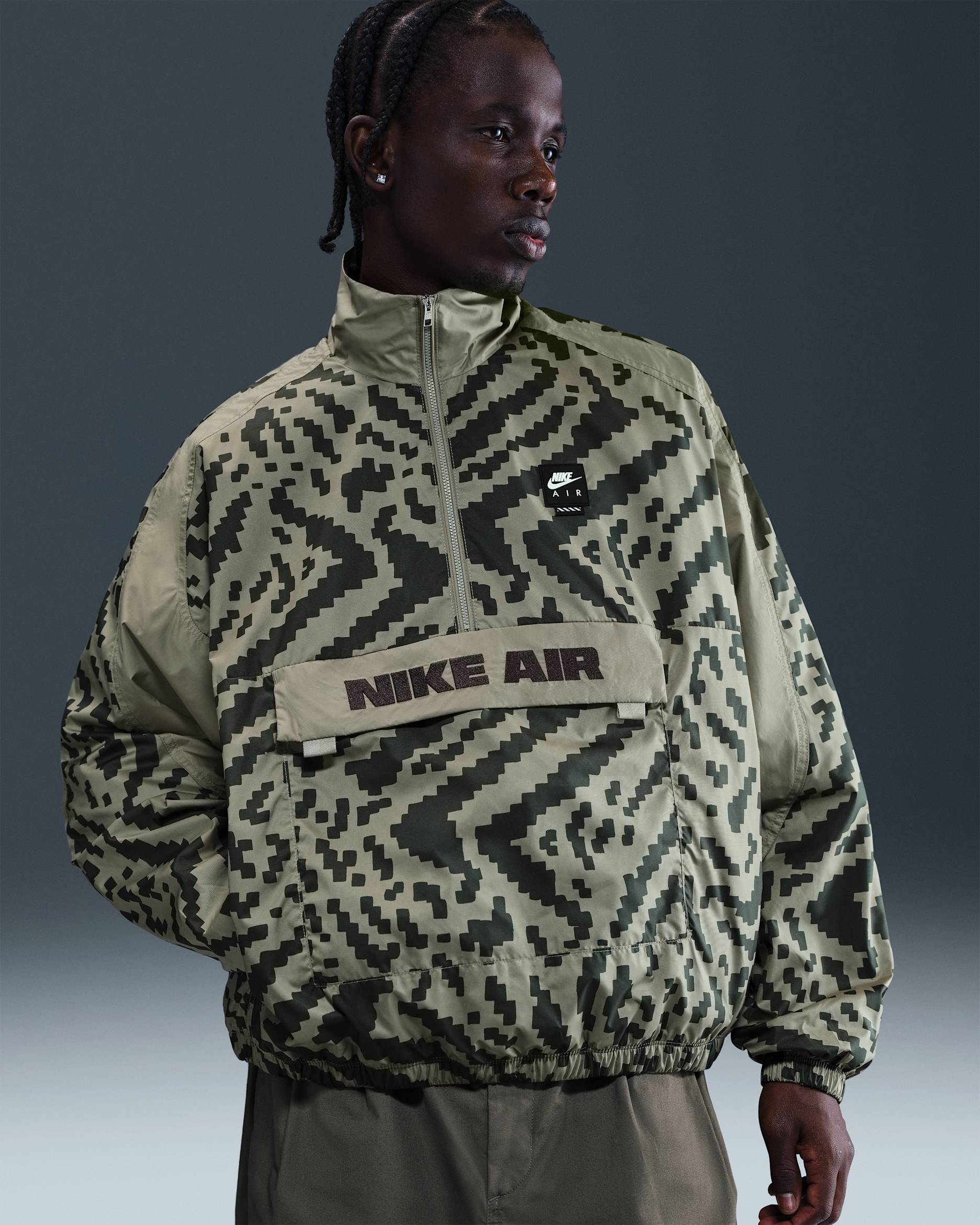 Nike Air Men's Half-Zip Jacket - Light Army/Light Army/Black