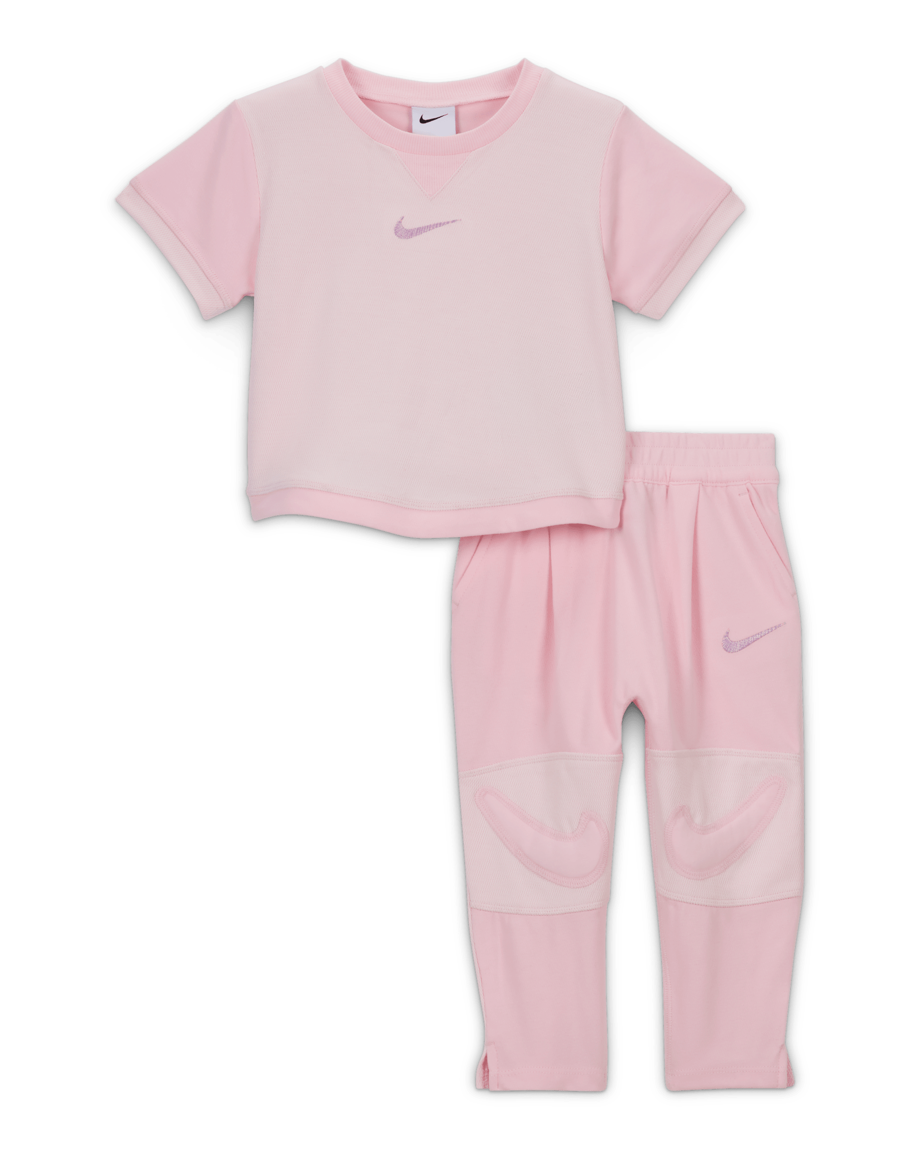 Nike Ready, Set! Conjunto de playera y joggers para bebé - Espuma rosa