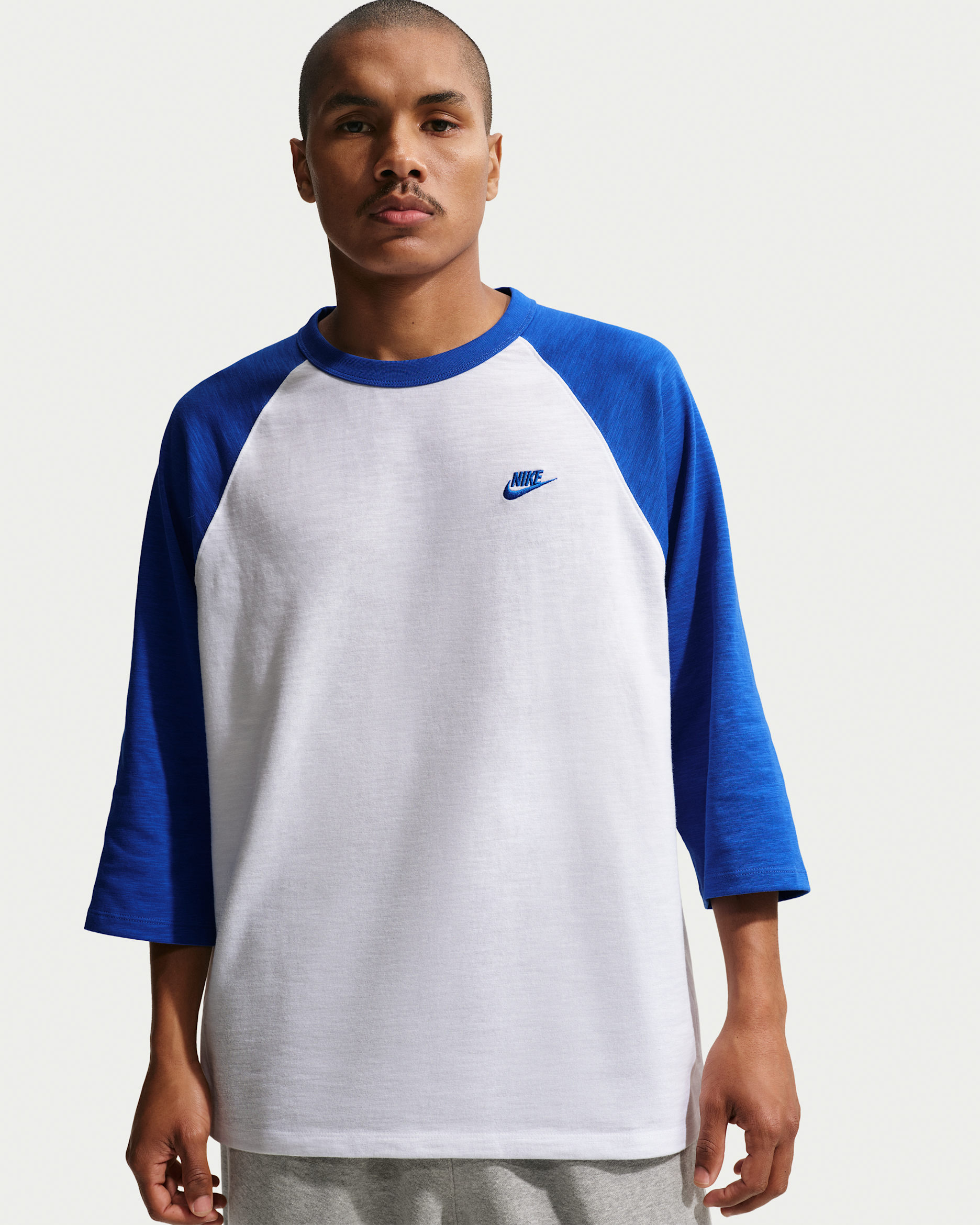 Playera de manga 3/4 raglán para hombre Nike Sportswear Club - Royal juego/Blanco/Royal juego