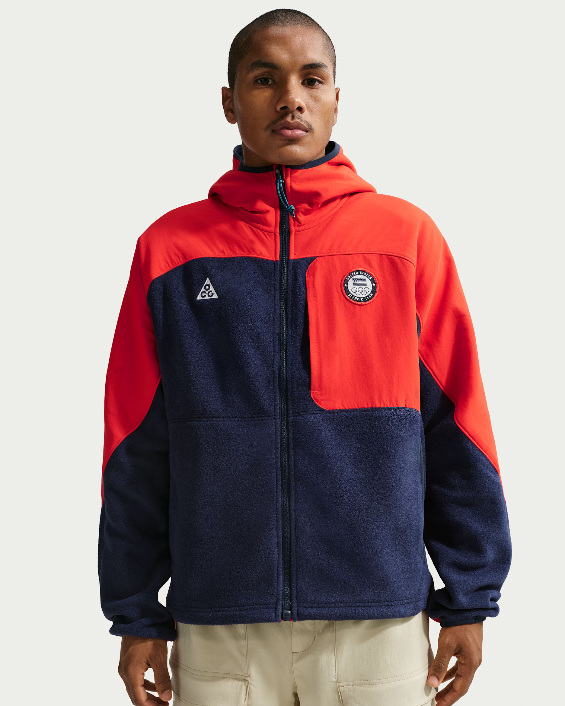 Nike ACG x Team USA Men's Full-Zip Jacket - Obsidian/Chile Red/Obsidian/Summit White