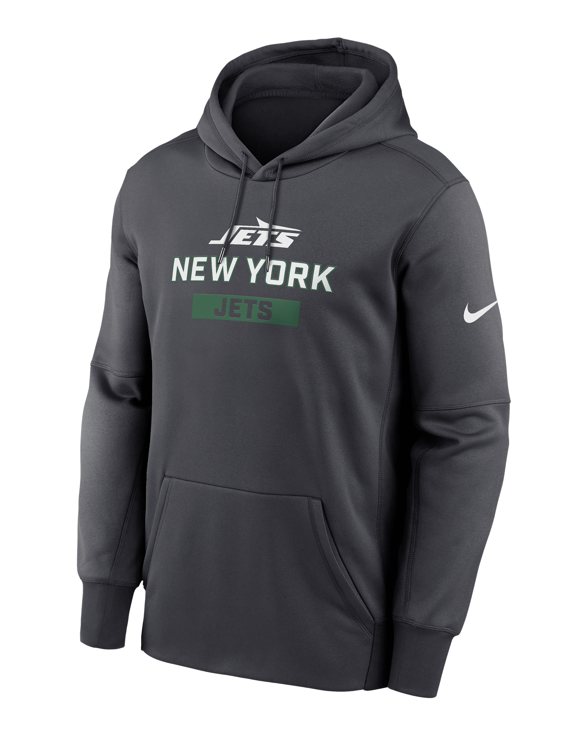 New York Jets Toss Sweep Men’s Nike Therma NFL Pullover Hoodie - Anthracite