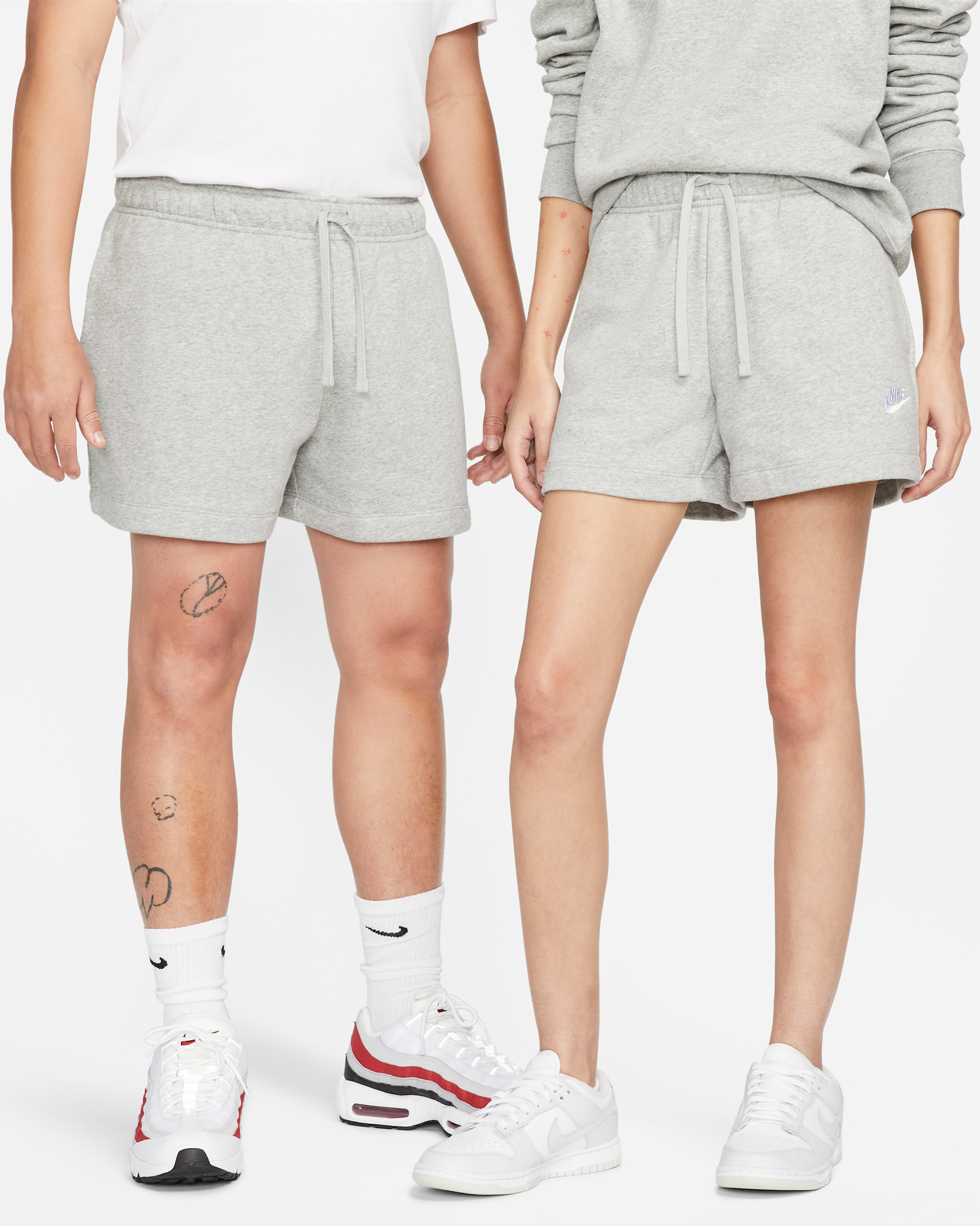 Nike Sportswear Club Fleece Women's Mid-Rise Shorts - Dark Grey Heather/White