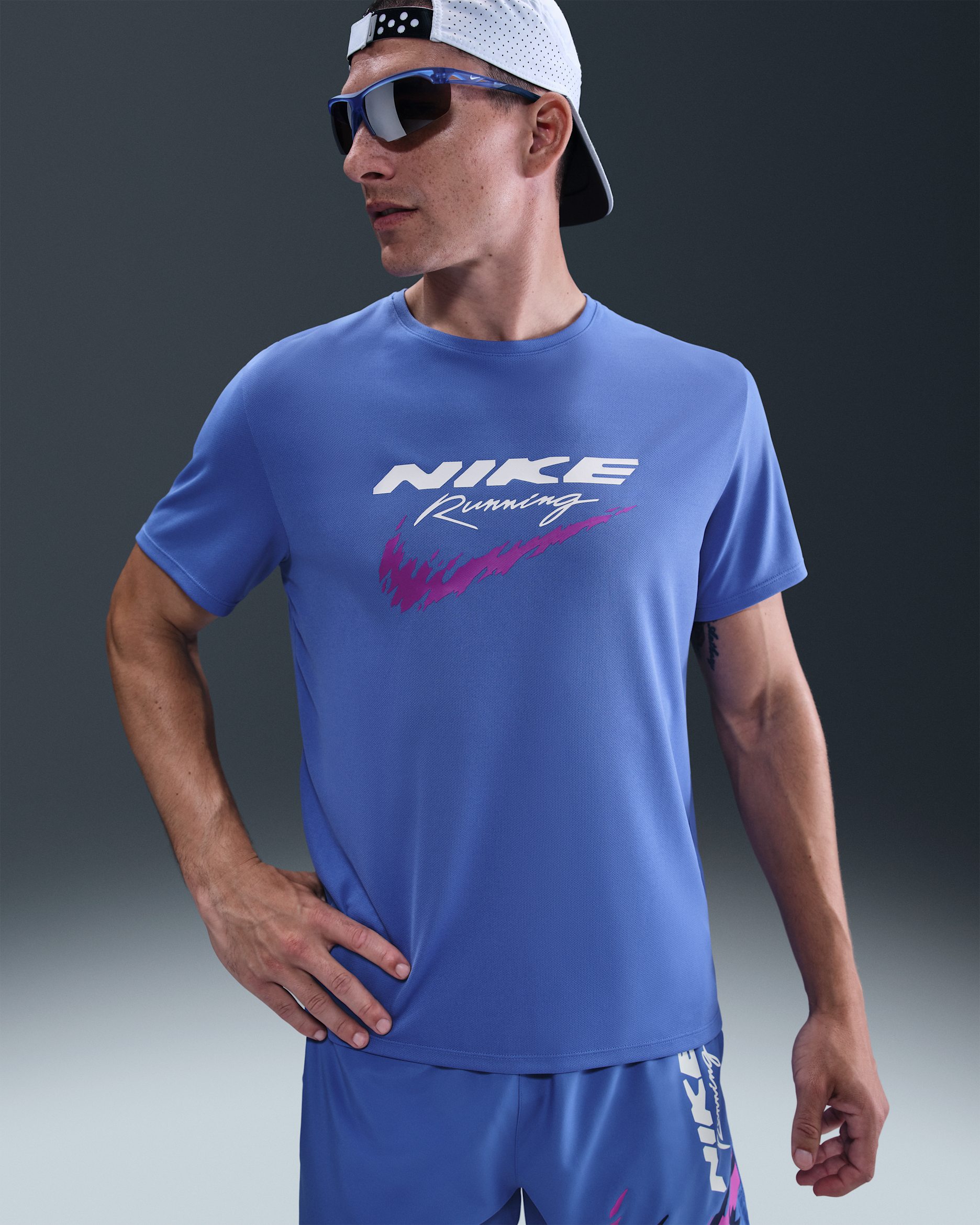 Nike Miler Men's Dri-FIT UV Running Top - Comet Blue