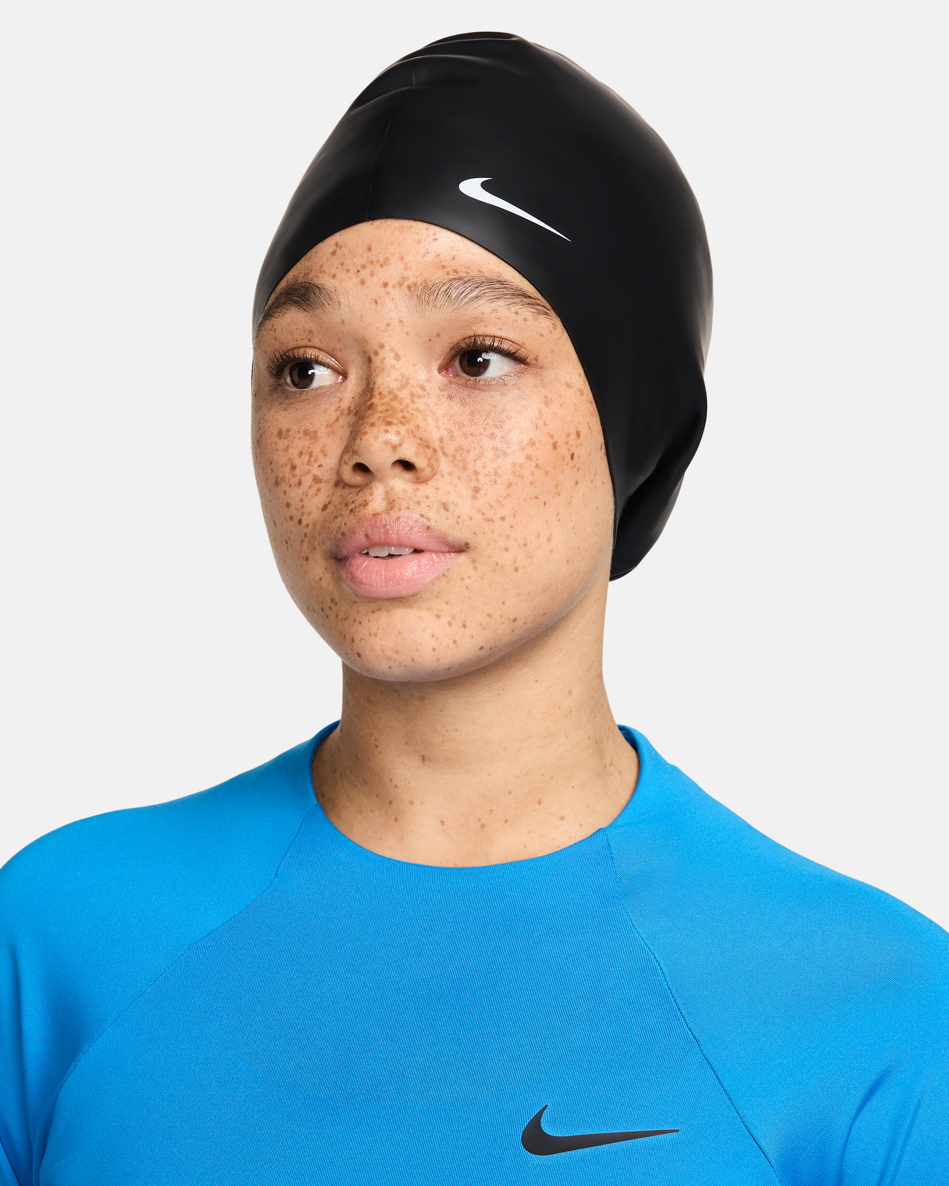 Gorro para pelo voluminoso Nike Swim - Negro/Blanco