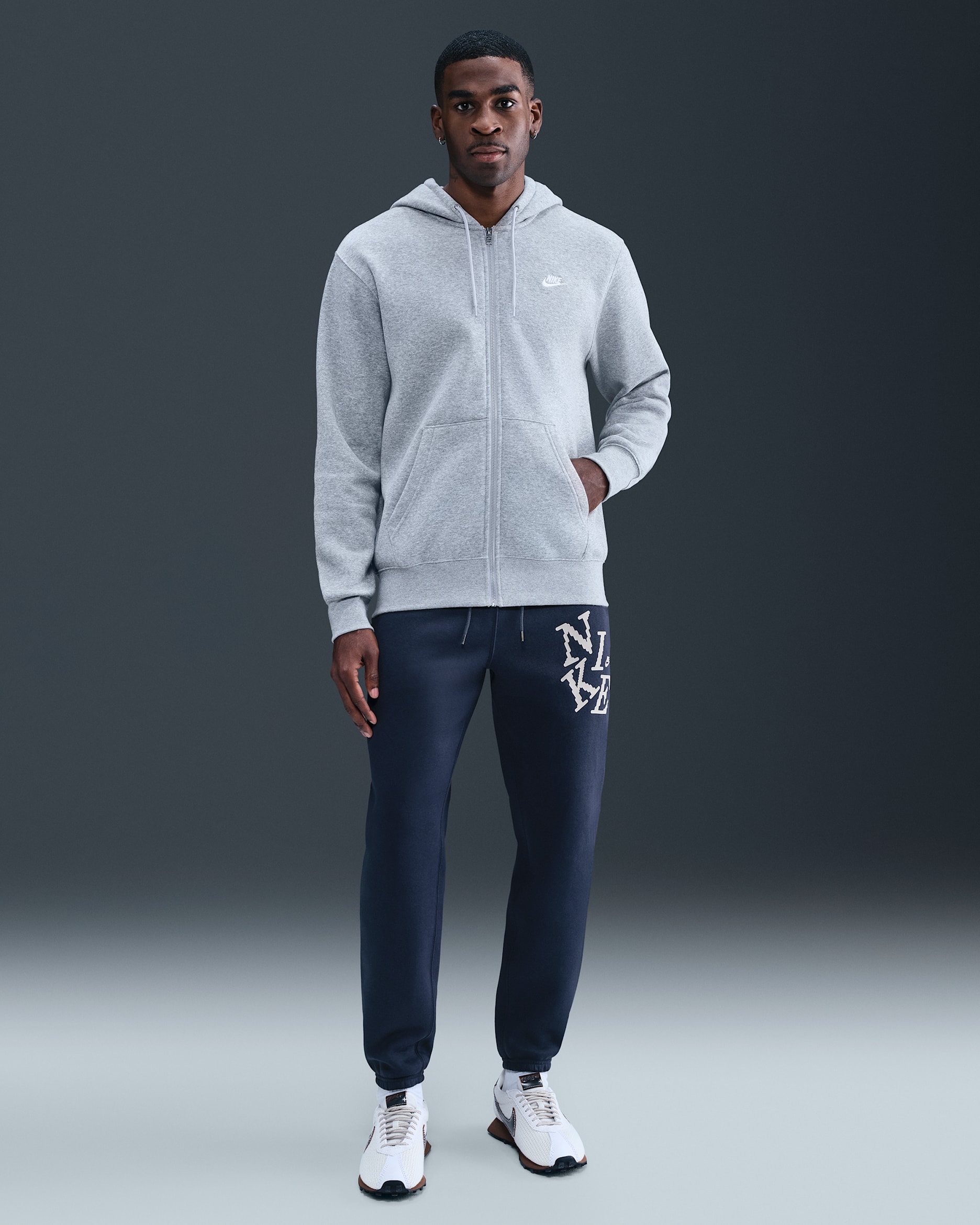 Nike Sportswear Club Men's Cuffed Fleece Joggers - Obsidian/College Grey