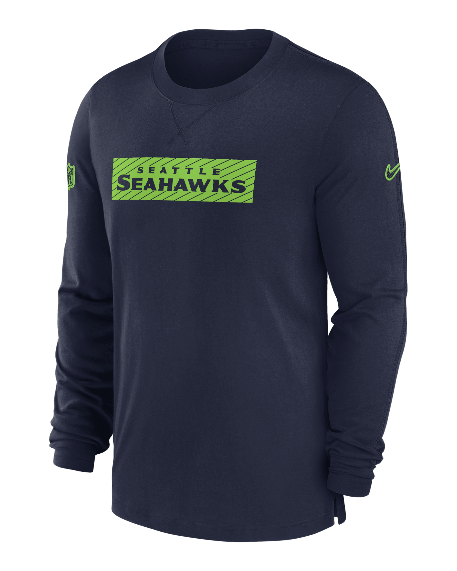Seattle Seahawks Sideline Player Team Issue Men’s Nike Dri-FIT Long-Sleeve Top - Navy