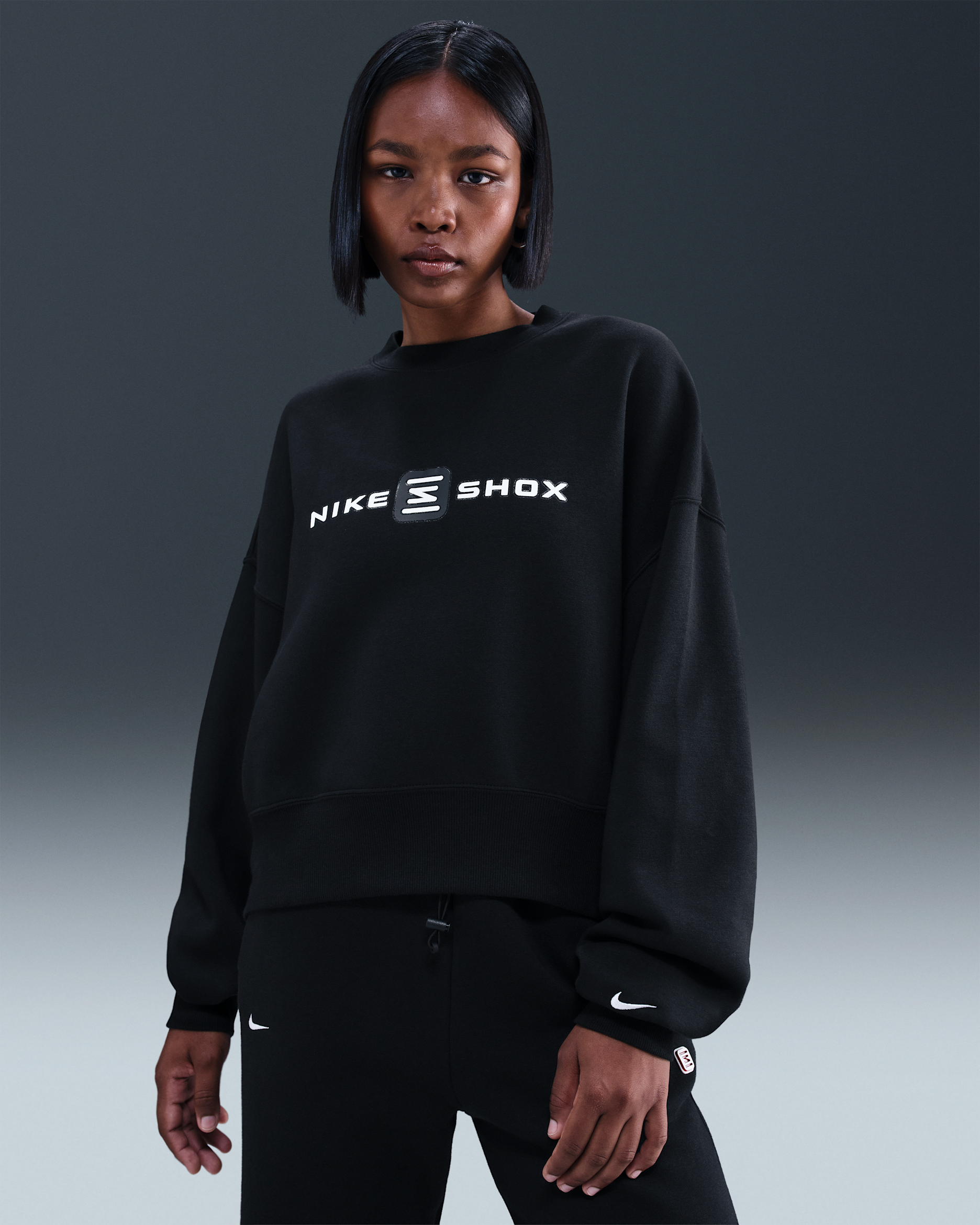 Felpa a girocollo oversize Nike Sportswear Phoenix Fleece Shox – Donna - Nero