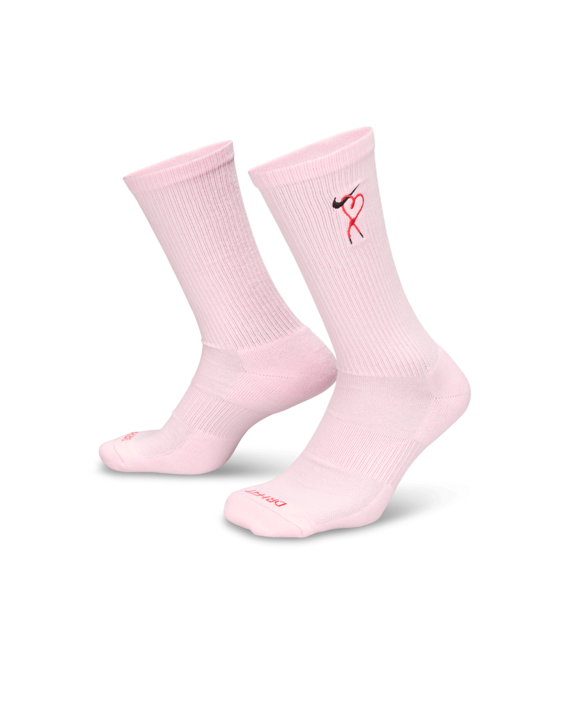 ถุงเท้าข้อยาวลดแรงกระแทก Nike Everyday Plus (1 คู่) - Pink Foam/University Red/ดำ