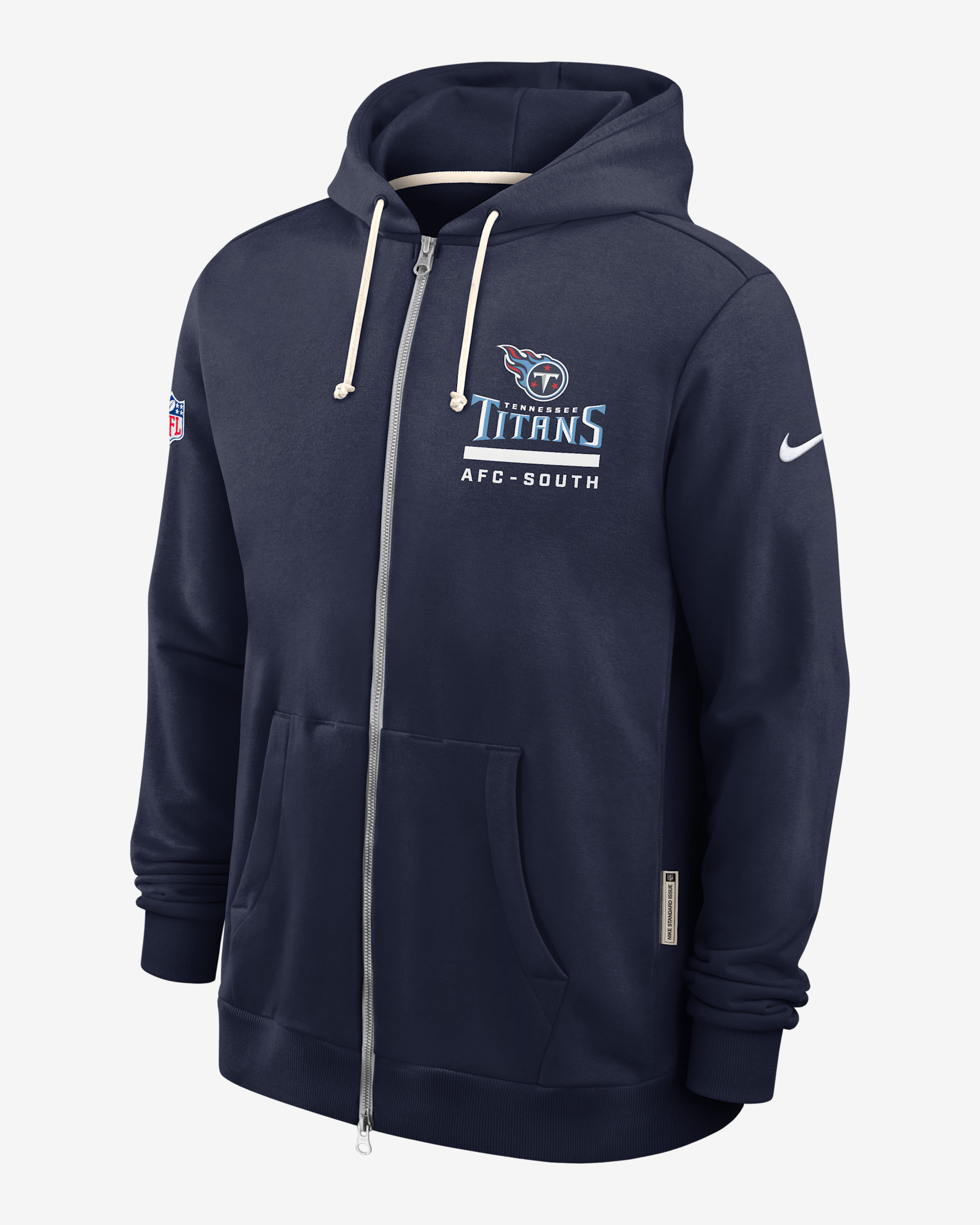 Sudadera con gorro Nike Dri-FIT de la NFL de cierre completo para hombre Tennessee Titans Utility Player Sideline - Azul marino