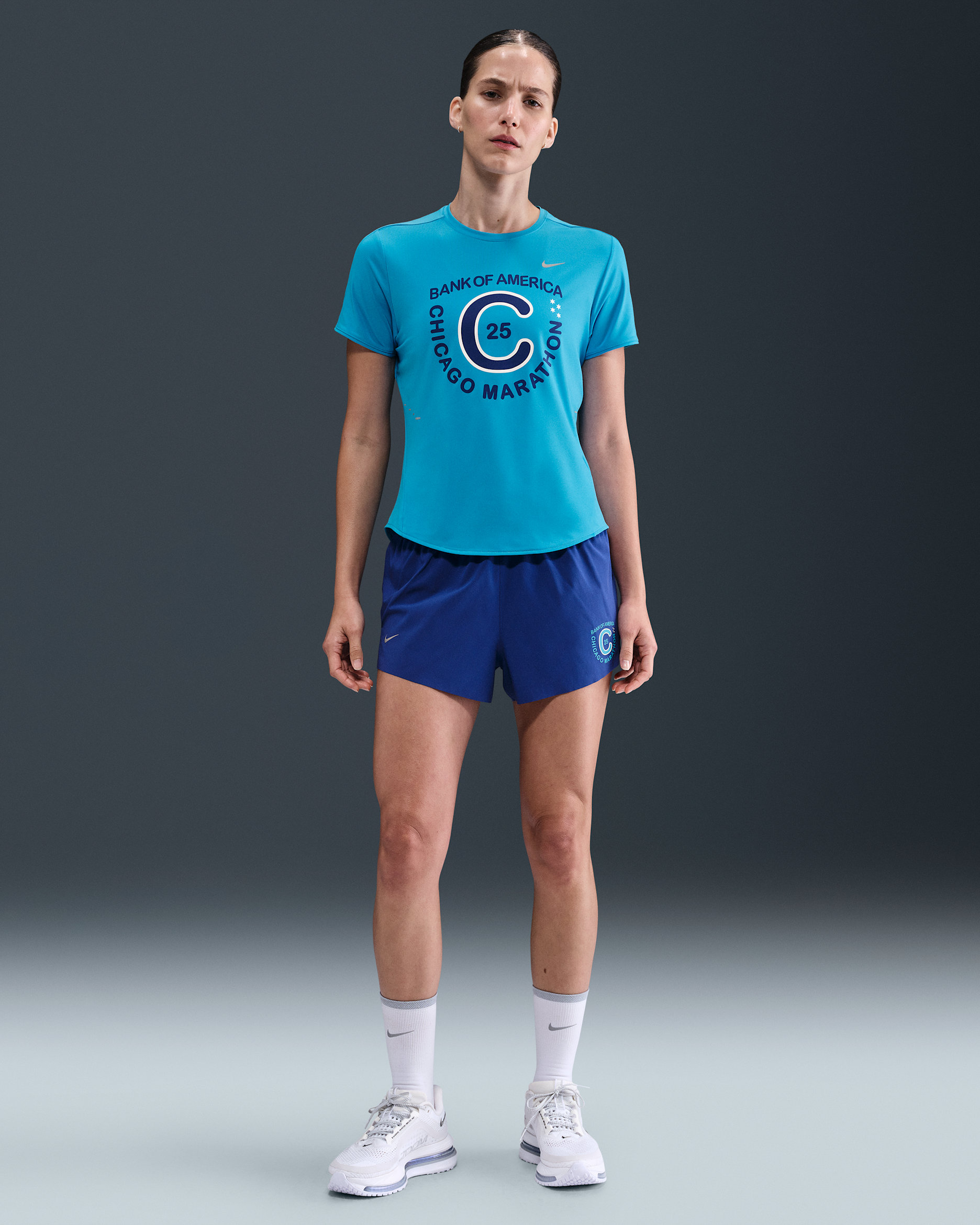 Nike Swift Women's Dri-FIT Mid-Rise Brief-Lined Running Shorts - Deep Night/Reflect Silver