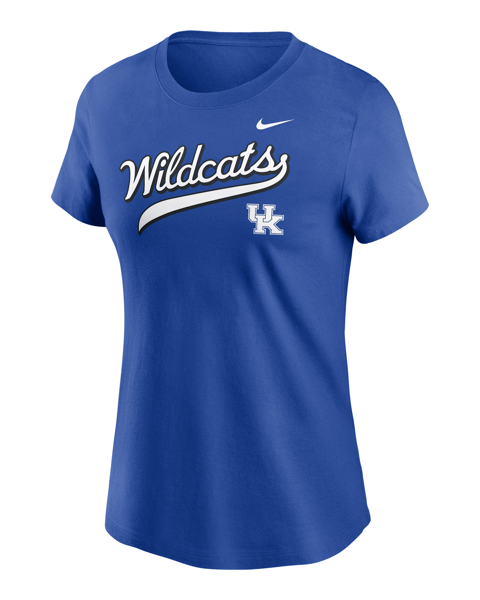 Playera universitaria Nike para mujer Kentucky Athletic Prep Arch Local Script - Royal