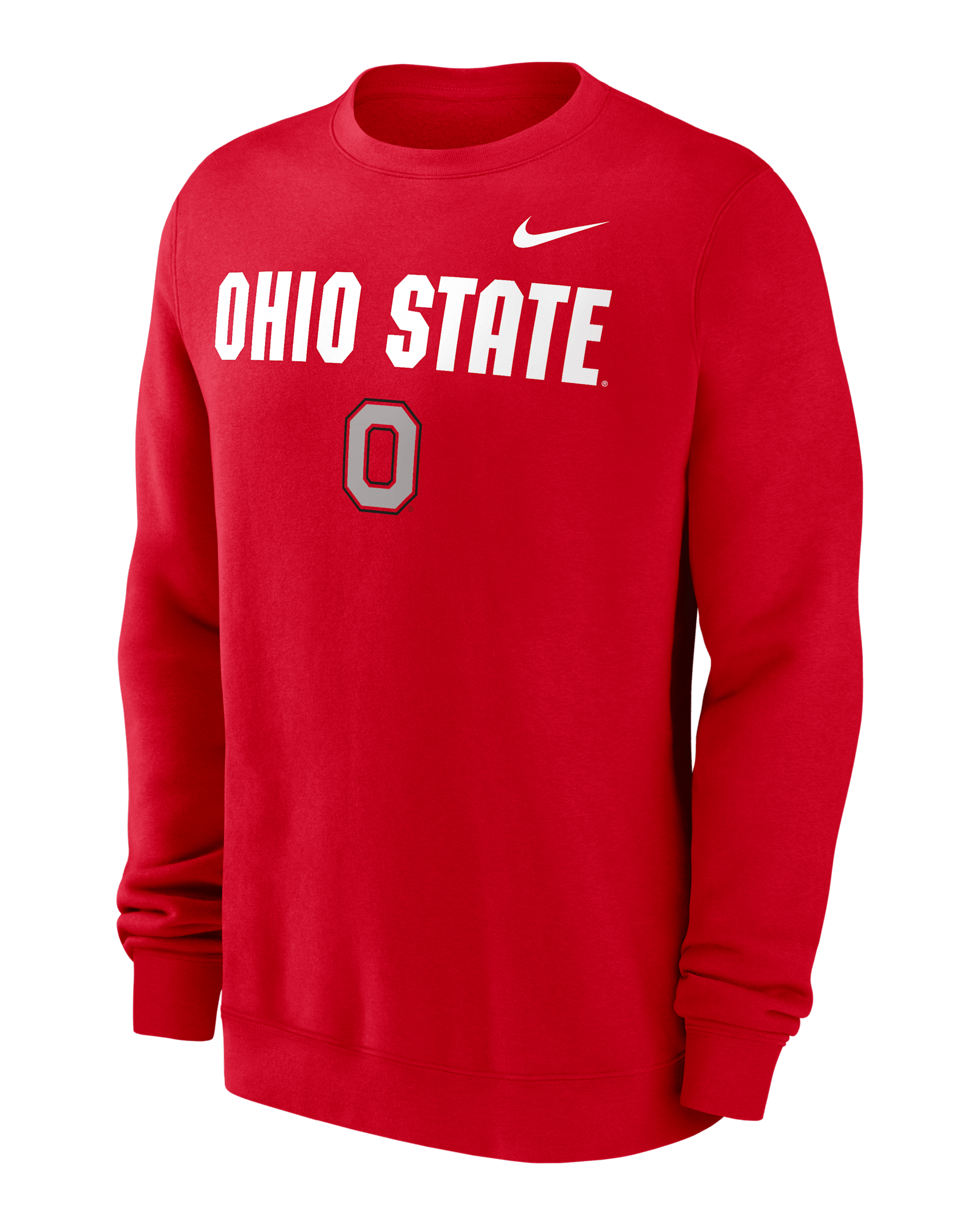 Ohio State Buckeyes Primetime Primary Stack Men's Nike College Pullover Crew - University Red