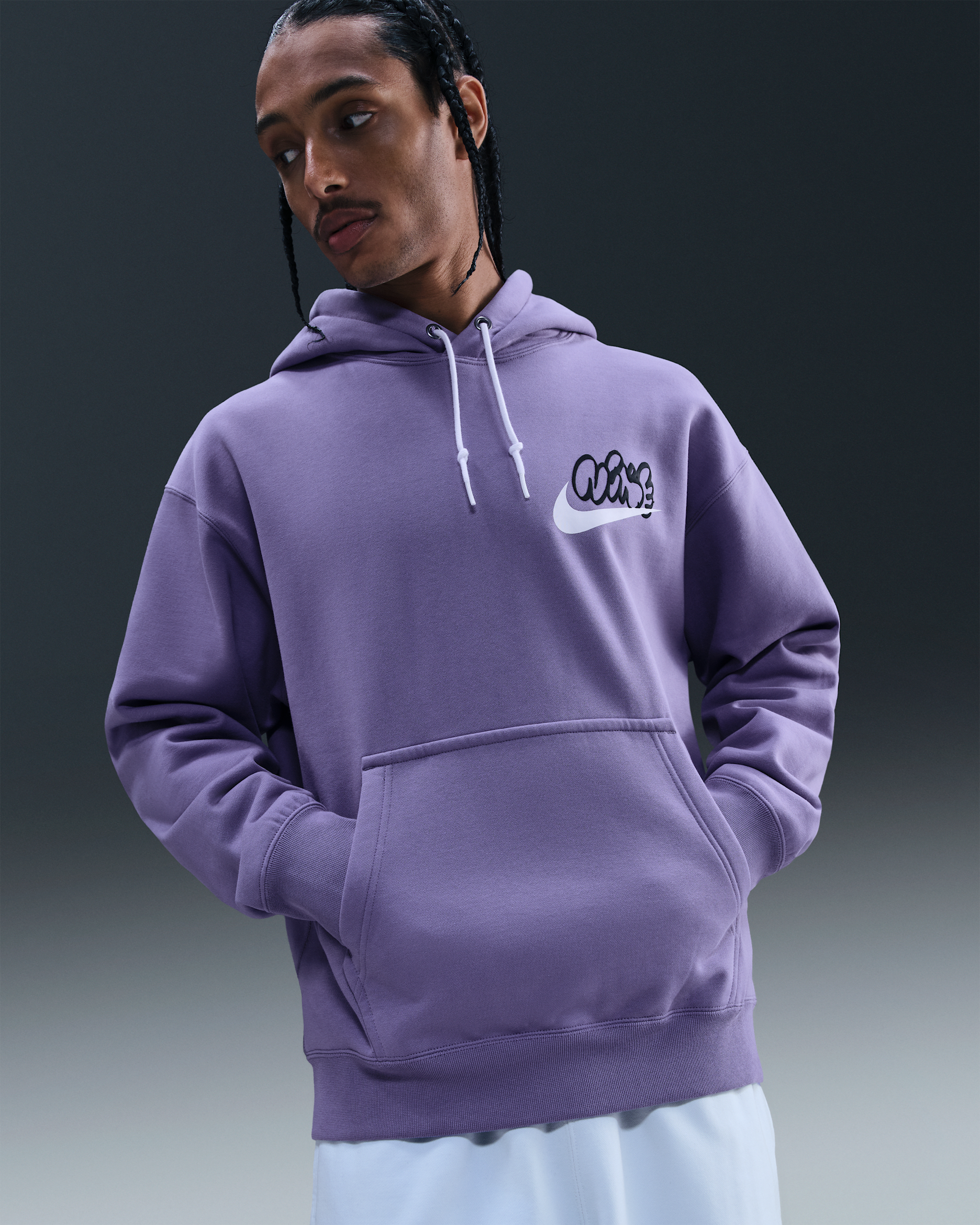 Nike Solo Swoosh Men's Fleece Hoodie - Dusty Amethyst