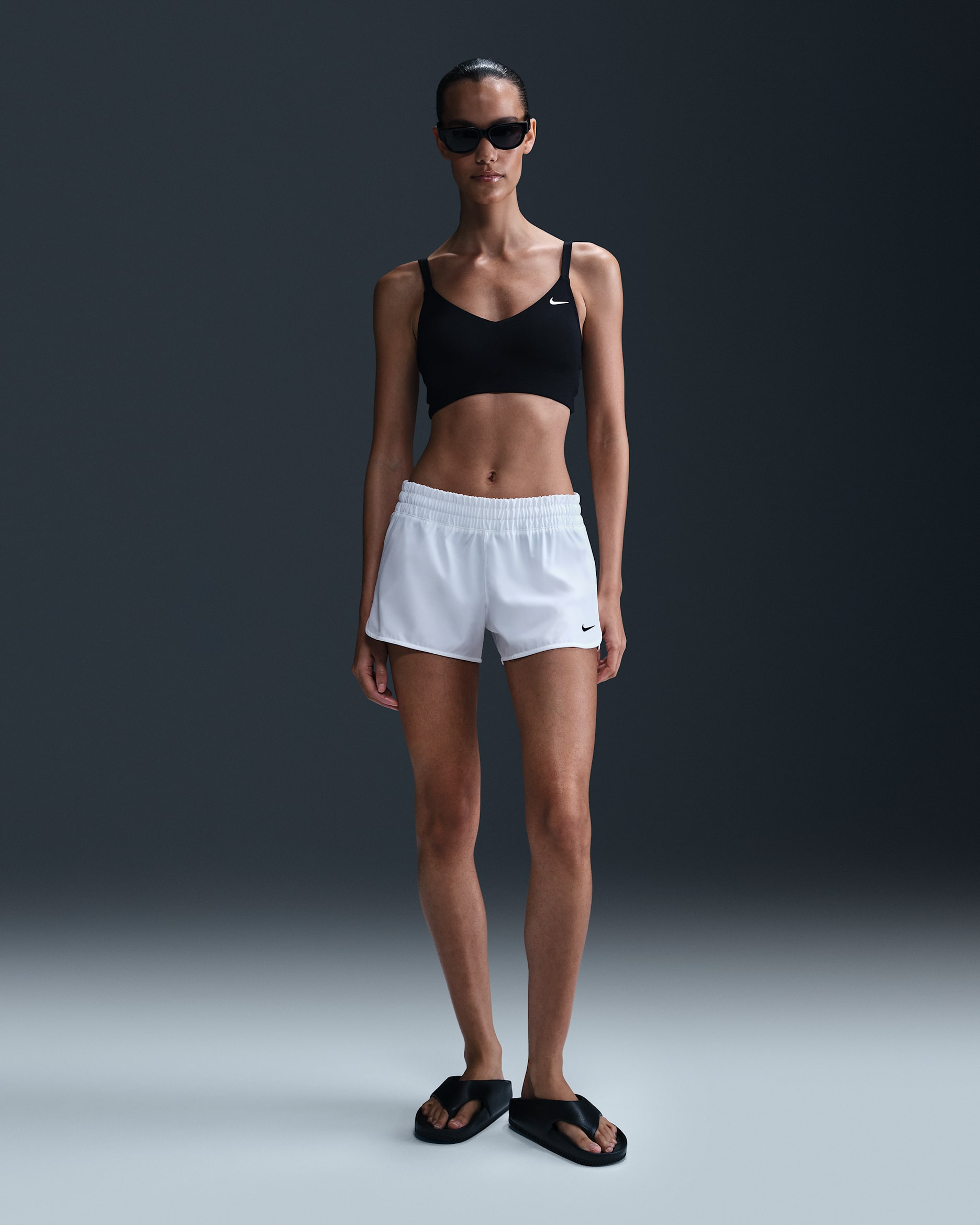 Shorts para salida de baño para mujer Nike Swim - Blanco/Negro