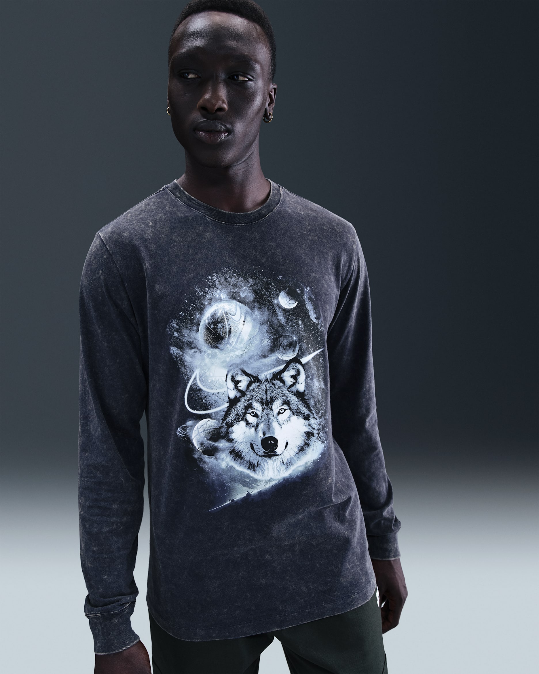 Playera de básquetbol de manga larga para hombre Nike - Obsidiana