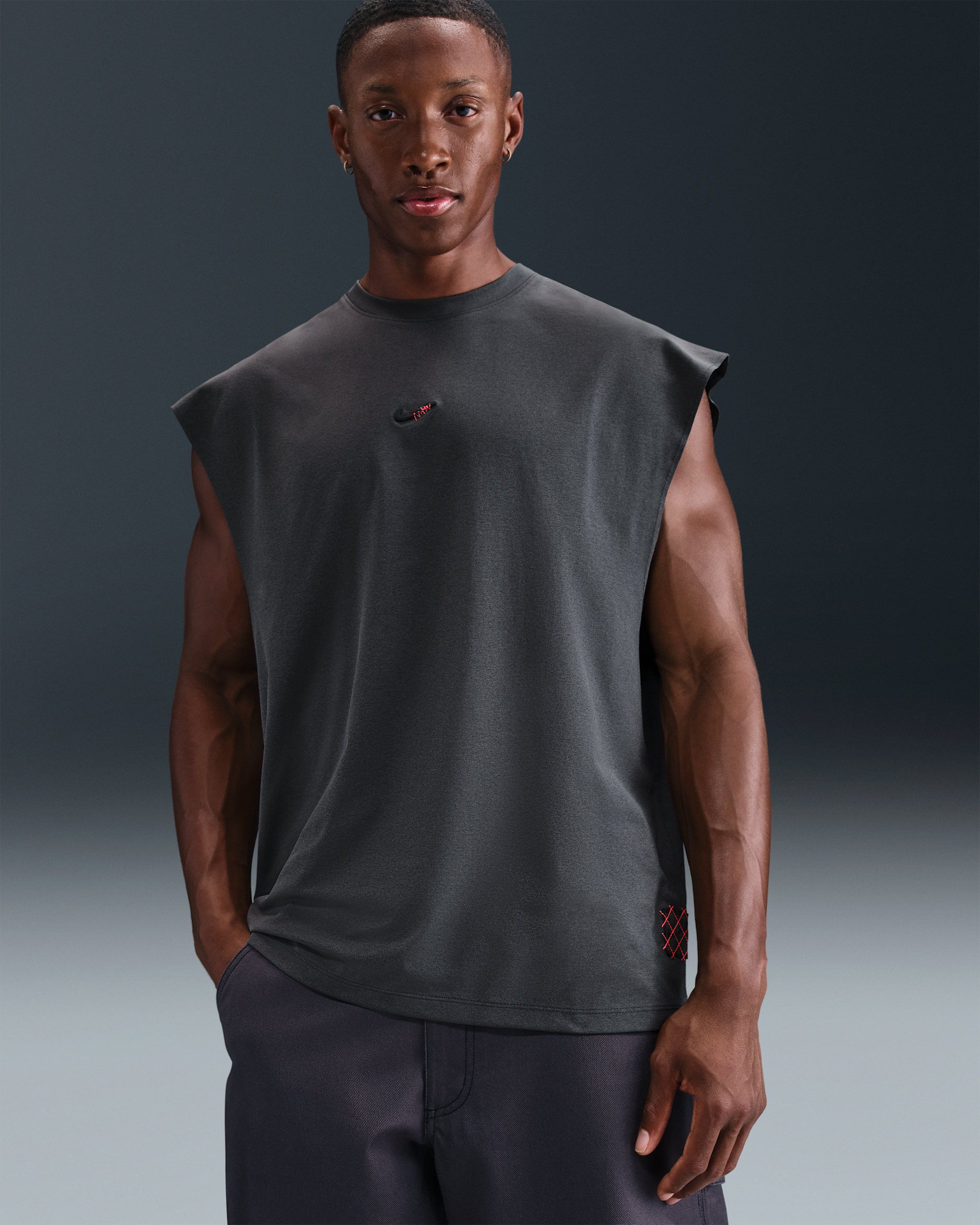 Playera de básquetbol sin mangas Dri-FIT para hombre Nike - Antracita/Negro