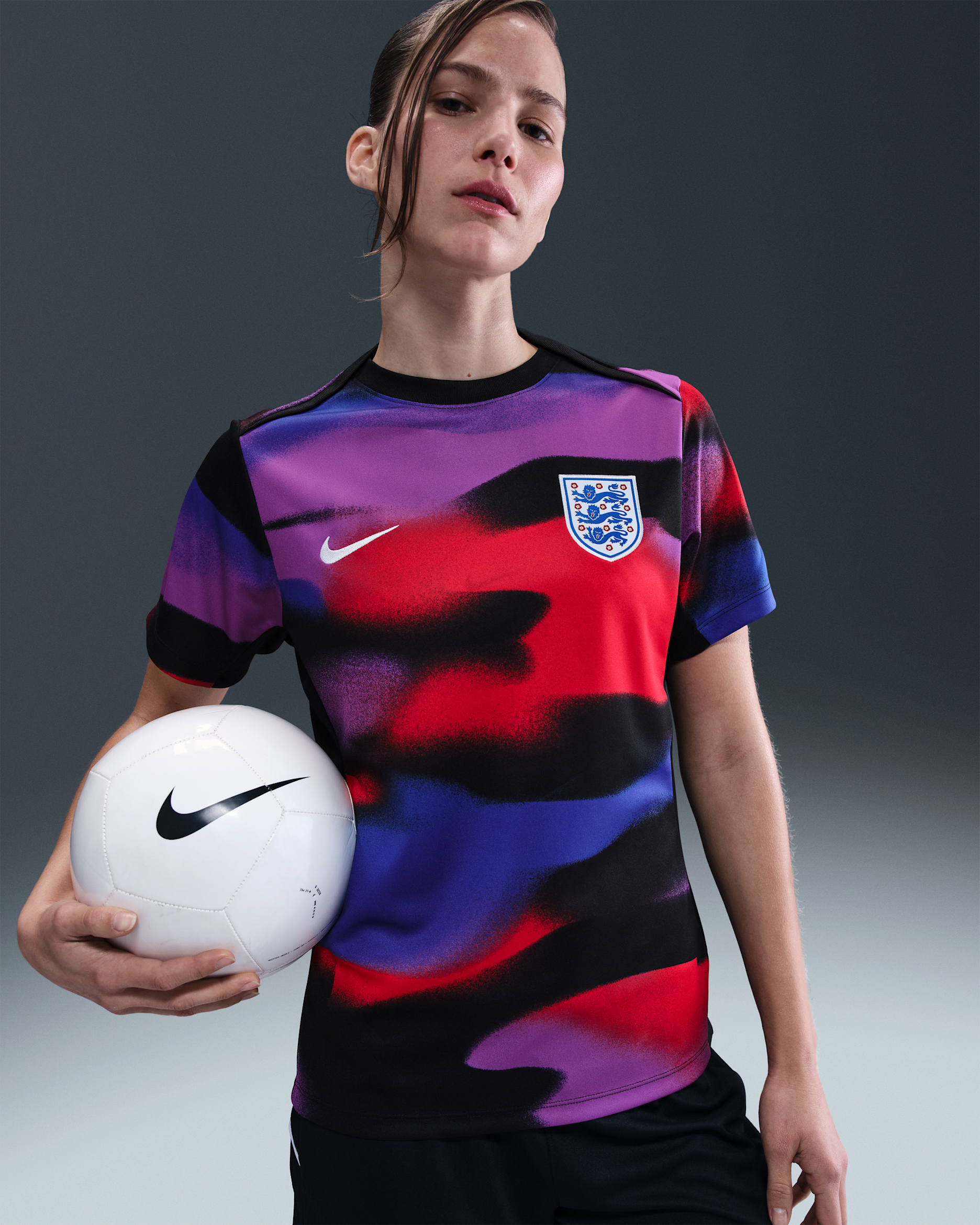 England Academy Pro Women's Nike Dri-FIT Football Pre-Match Short-Sleeve Top - Hyper Royal/Black/White
