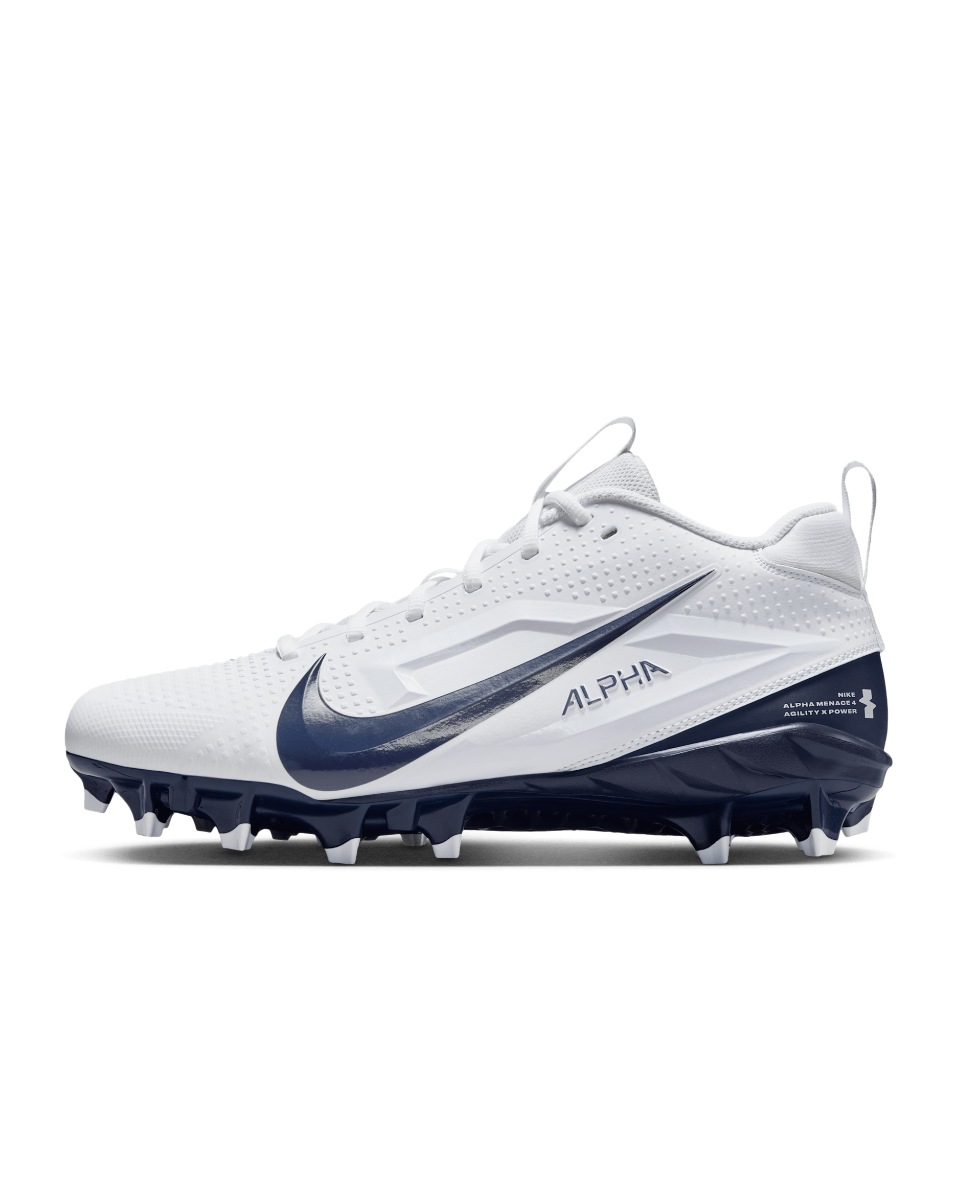 Nike Alpha Menace 4 Varsity Football Cleats - White/Midnight Navy/Photon Dust/Midnight Navy
