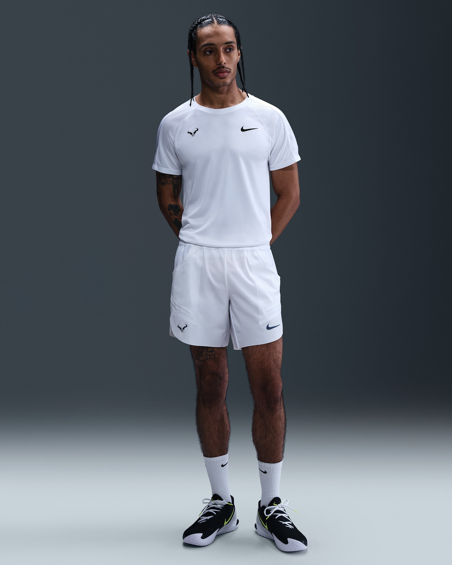 Rafa Men's Nike Dri-FIT ADV 7" Tennis Shorts - White/Diffused Blue