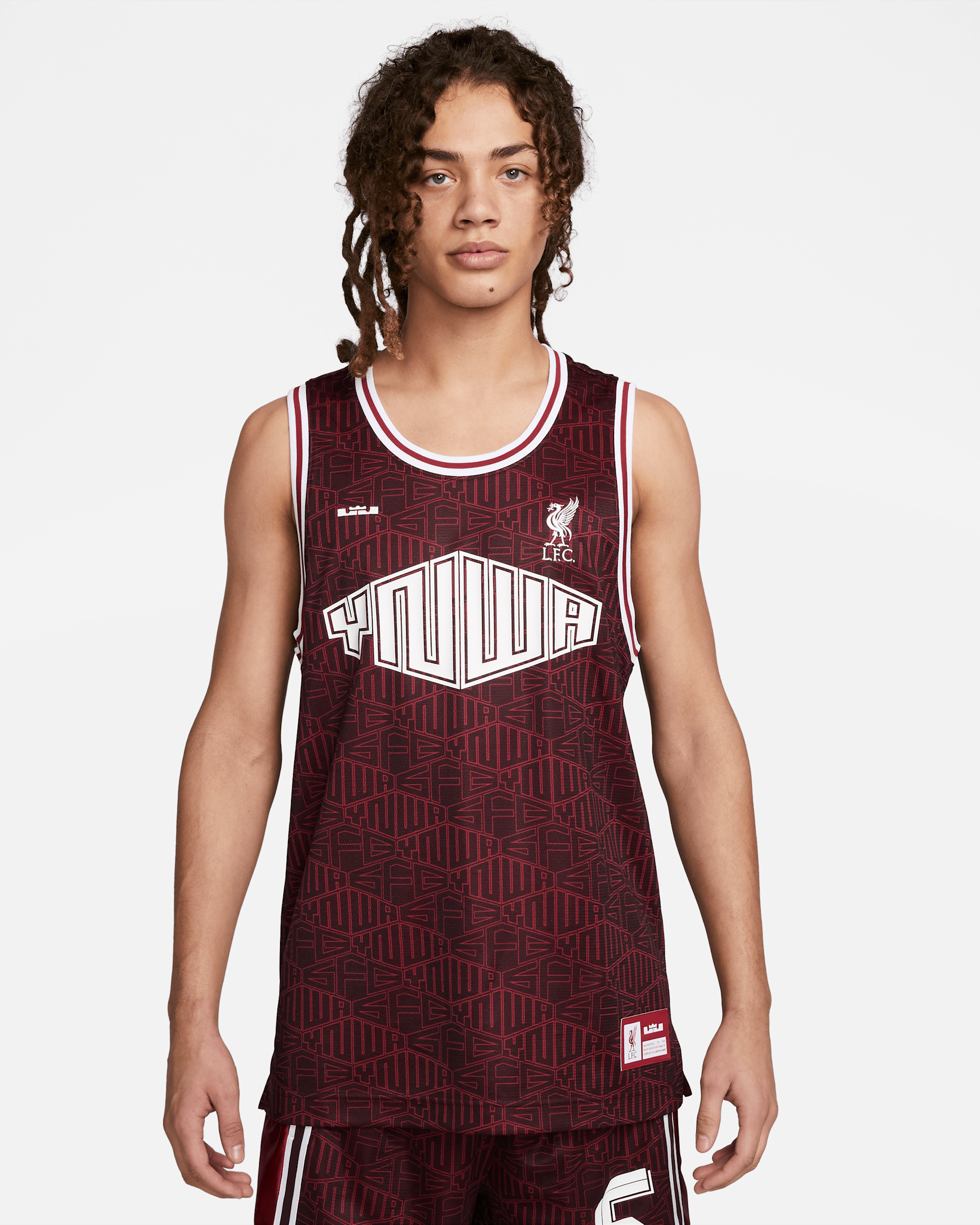 LeBron x Liverpool F.C. Men's Nike DNA Basketball Jersey - Burgundy Crush/White