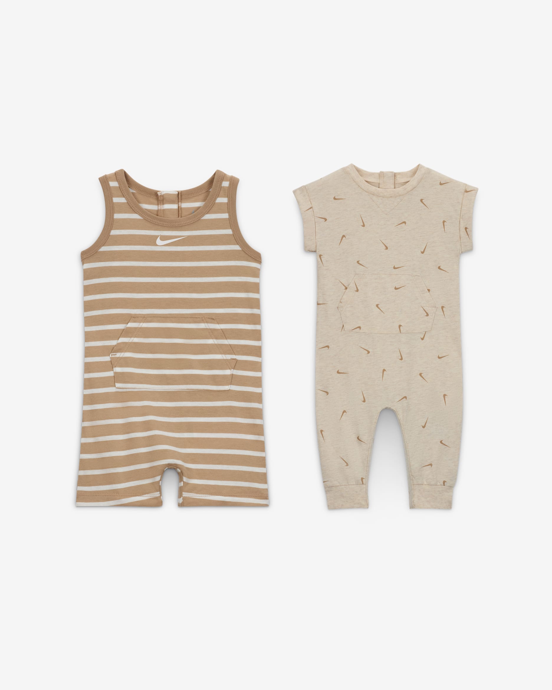 Nike Essentials Baby (0-9M) Short Sleeve and Tank 2-Pack Romper Set - Hemp