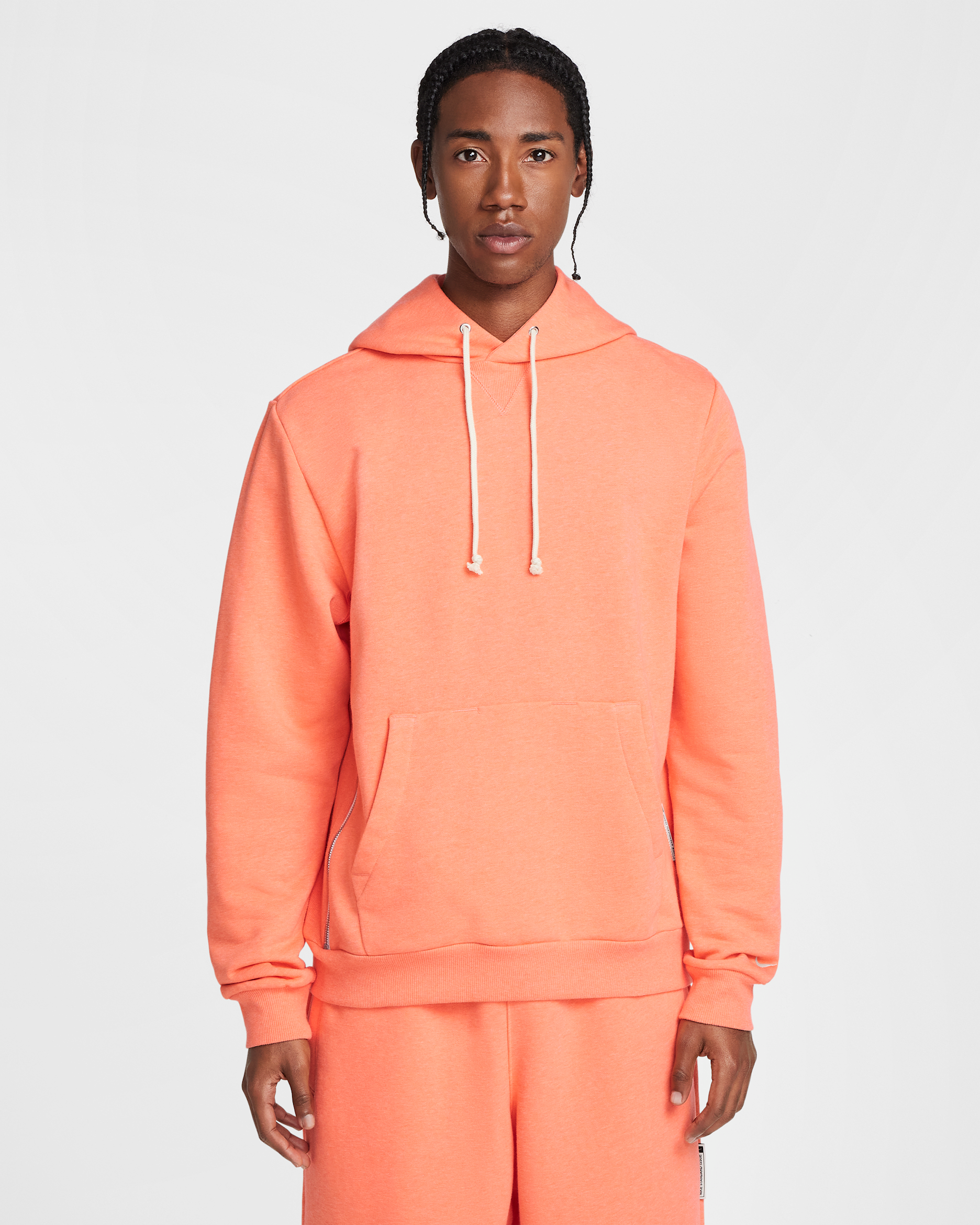 Nike Standard Issue Men's Dri-FIT Pullover Basketball Hoodie - Light Wild Mango/Heather/Pale Ivory