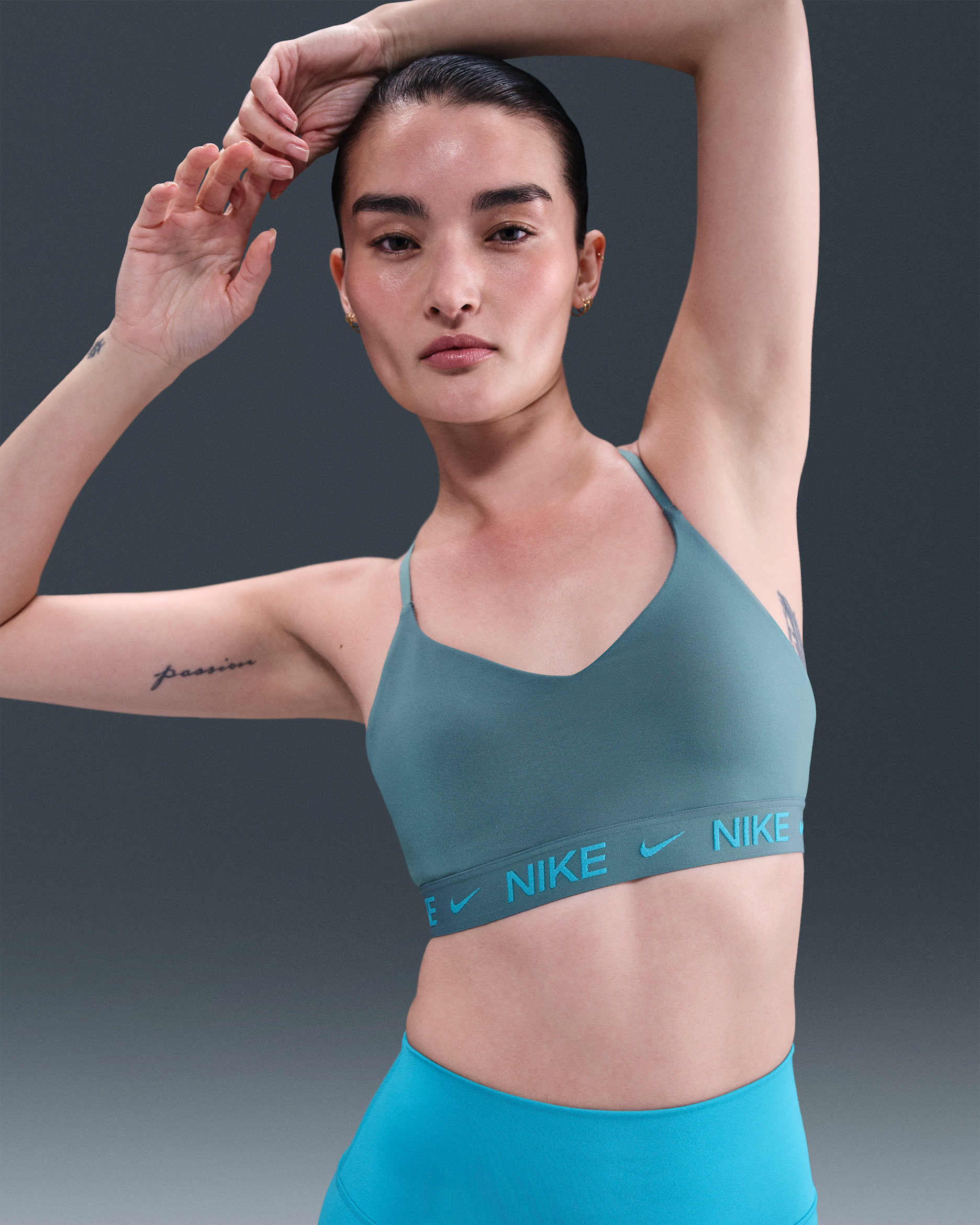 Nike Indy Light-Support Women's Padded Adjustable Sports Bra - Smoky Blue